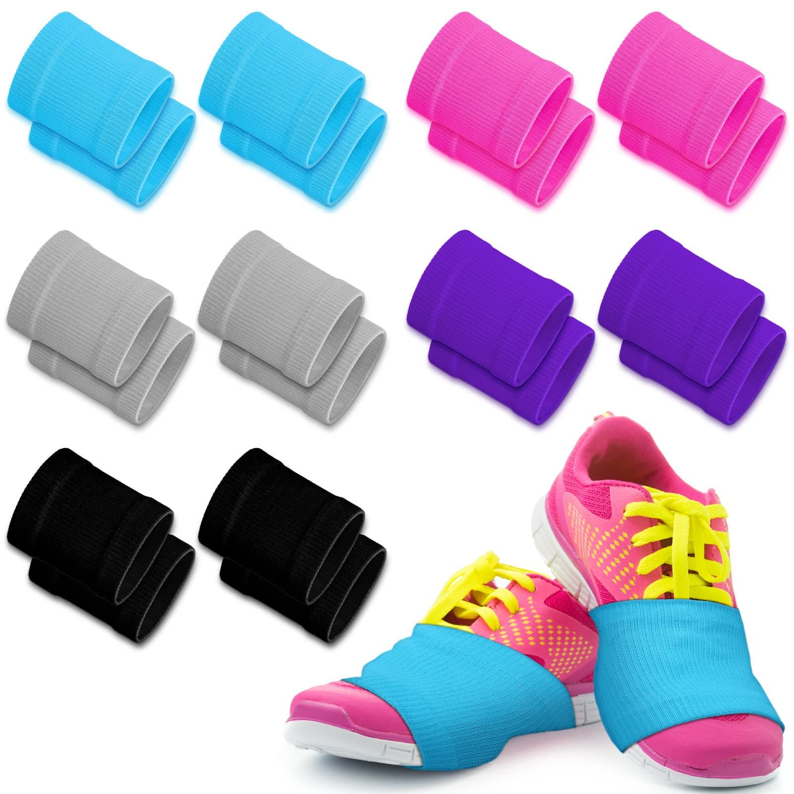 Jiuguva10 Pairs Dance Shoe Covers Over Sneakers for Dancing on Smooth Floors Women Ballet Dancers and Turns on Wood Floors, Black, Pink, Blue, Purple and Gray, approx. 8.5 x 8.5 cm