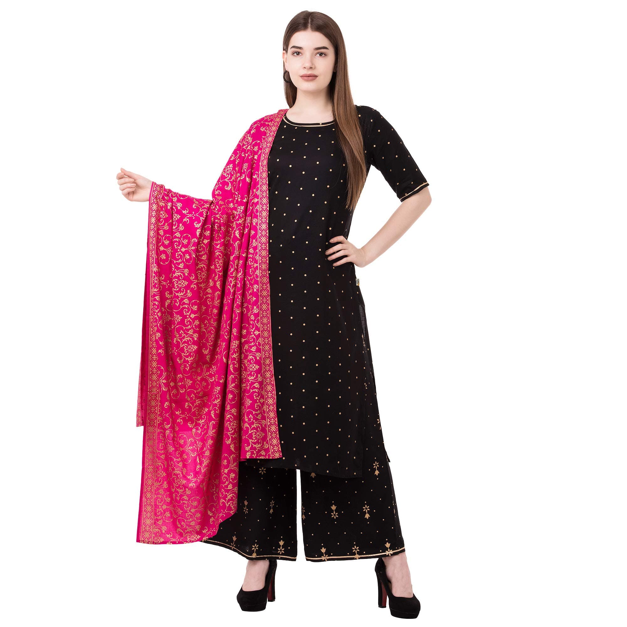 Sanganeri KurtiWomen Rayon Salwar Suit Set