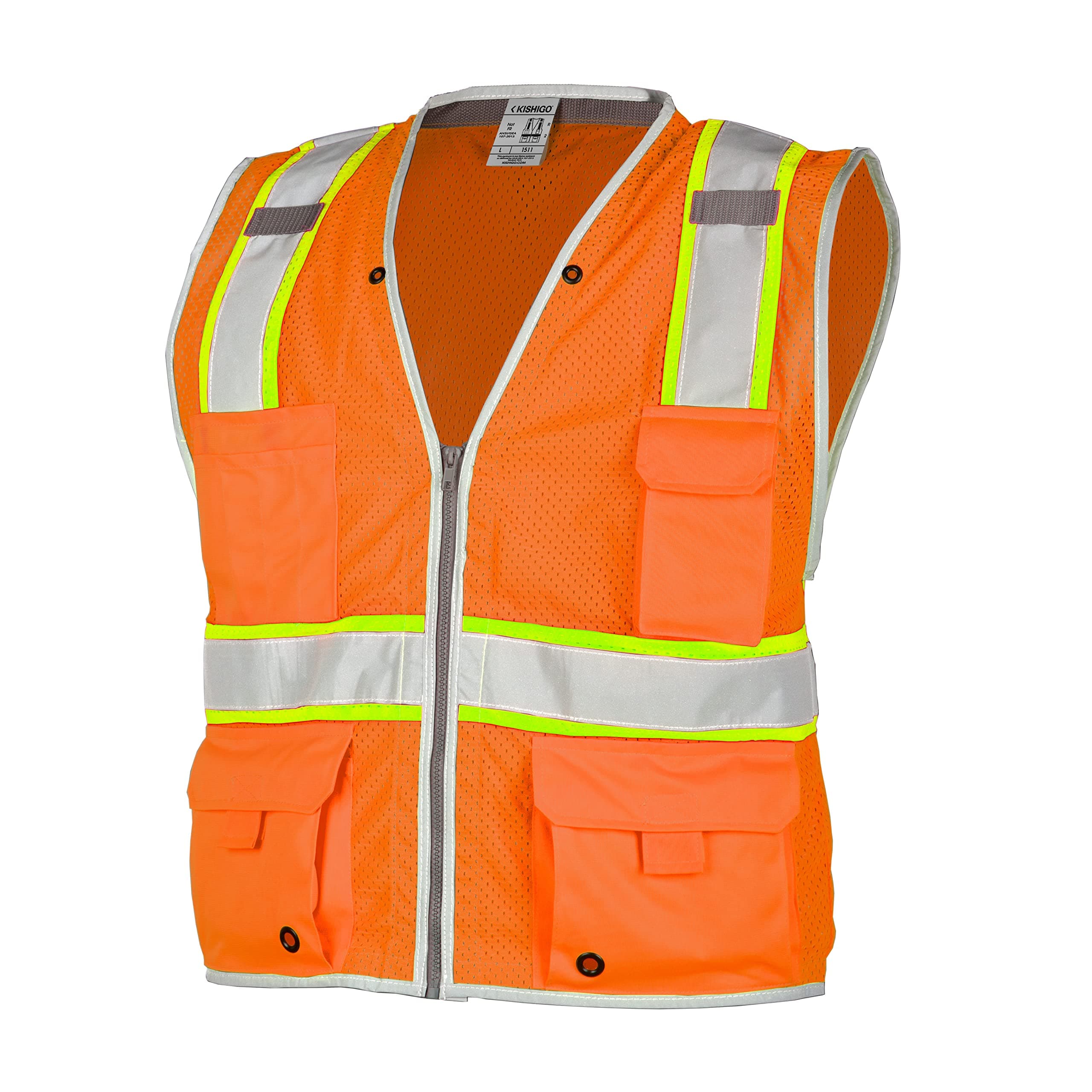 Kishigo 1511 Ultra-Cool Polyester Brilliant Series Heavy Duty Vest, Medium, Orange
