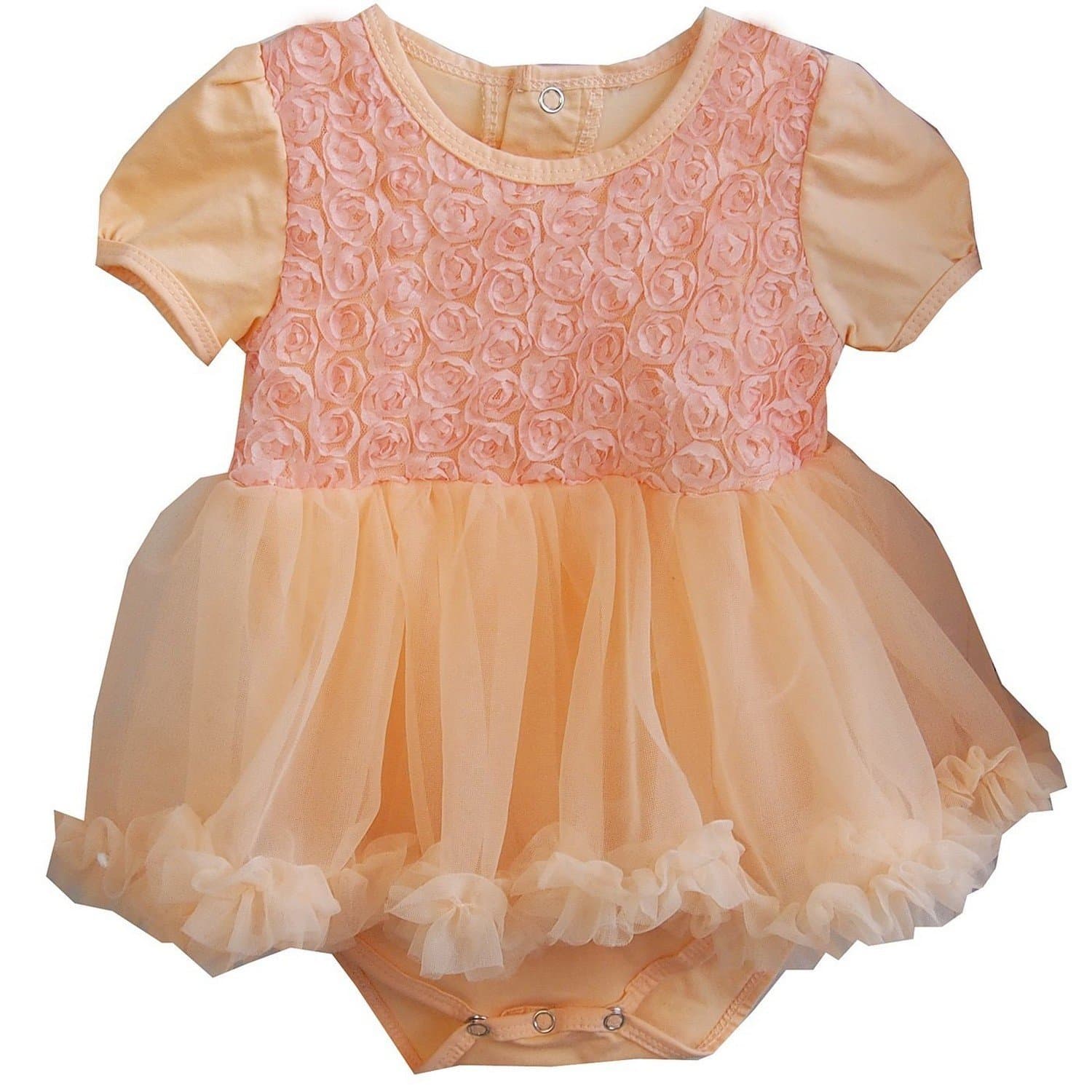 Kirei Sui Baby Vintage Peach Pink Rosettes Bodysuit Dress Medium