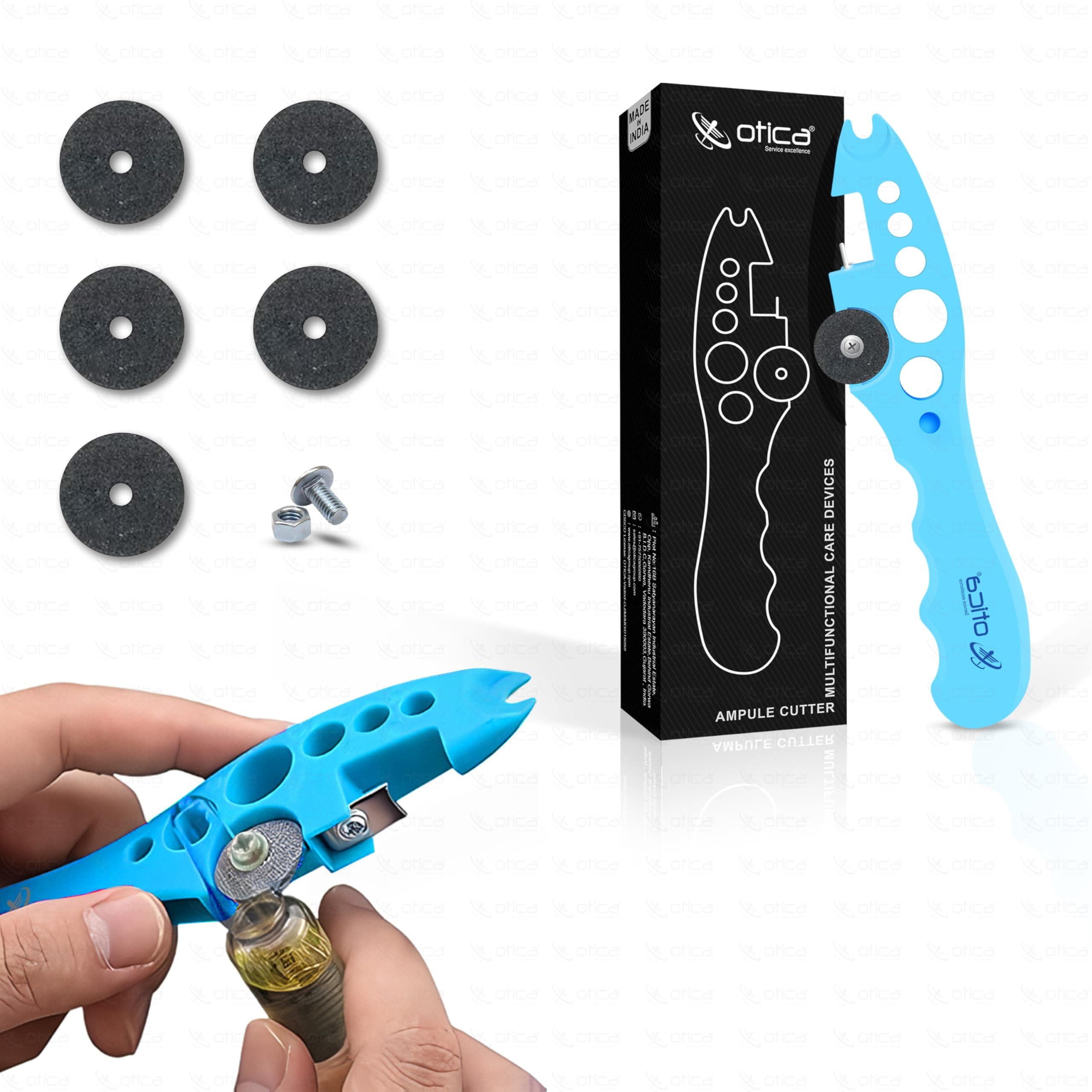 OTICA Ampoule Cutter for Doctors Nurse, Glass Bottle Cap Remover Cutter Ampule Breaker for Hospital and Clinic (Blue)