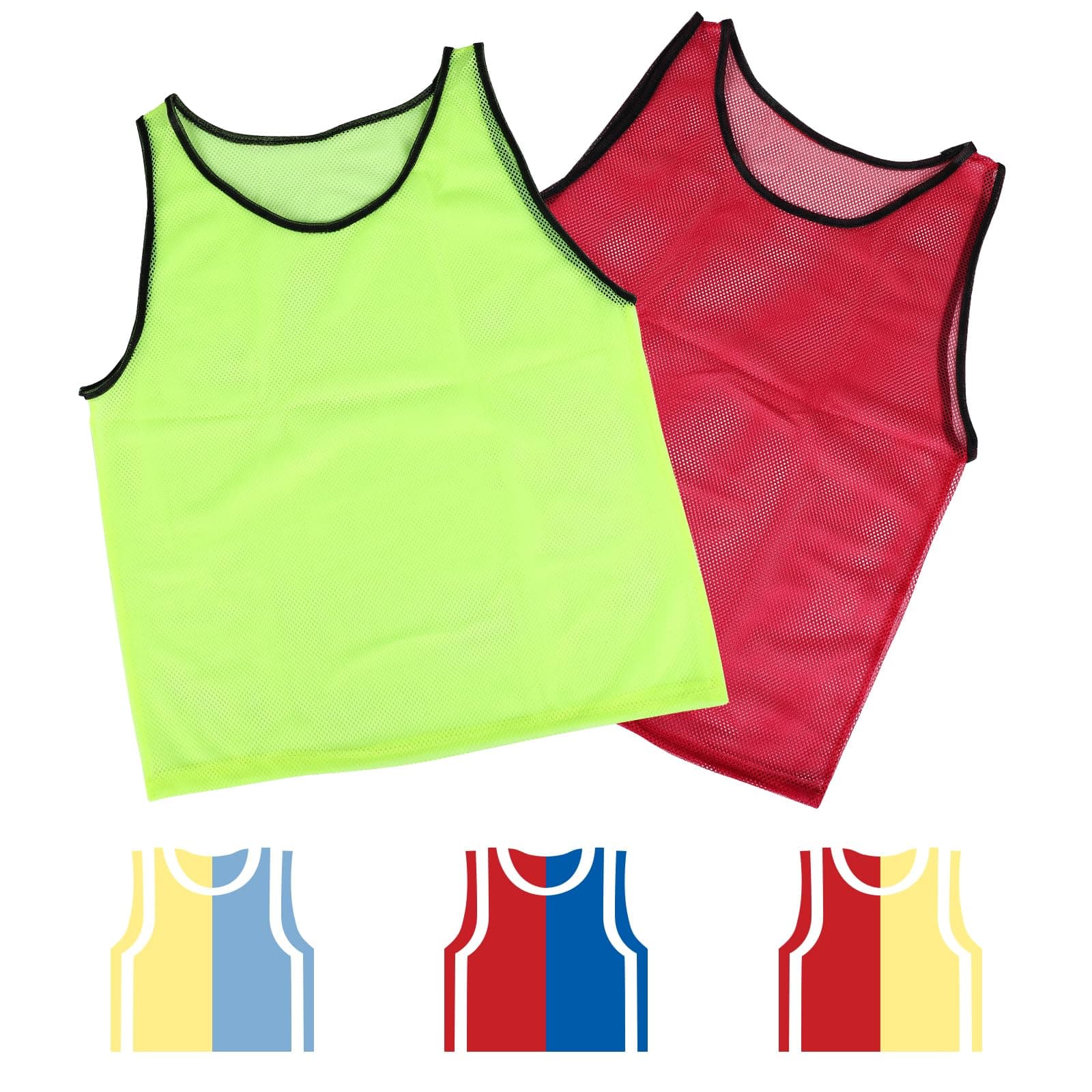 Adorox Adult - Teens Scrimmage Practice Jerseys Team Pinnies Sports Vest Soccer, Football, Basketball, Volleyball (24 Pcs. (12 Yellow + 12 Red))