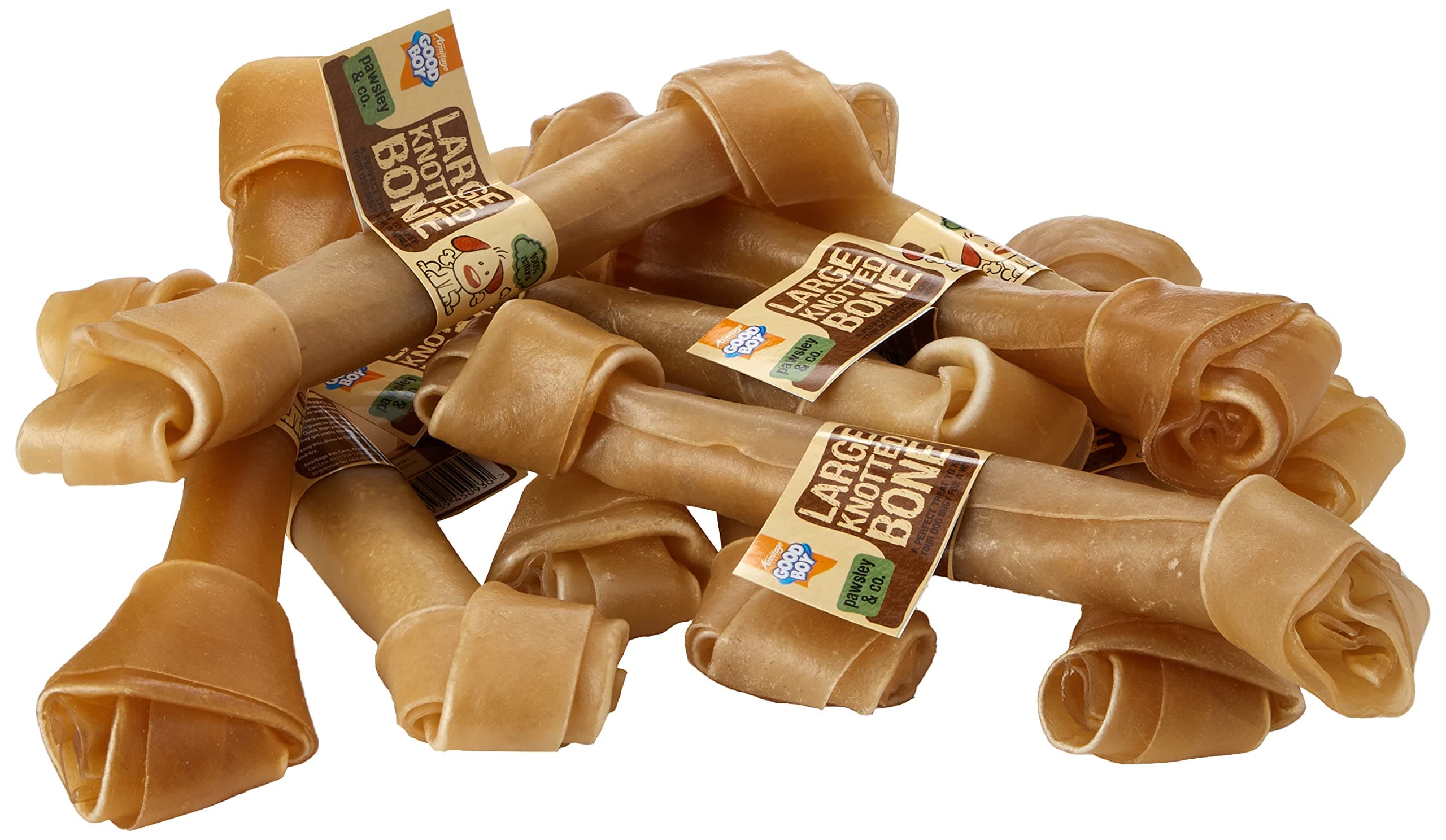 Large Rawhide Knotted Bones - Dog Chews - Made From 100 Percent Natural Hide - Pack of 10 - Dog Treats Natural