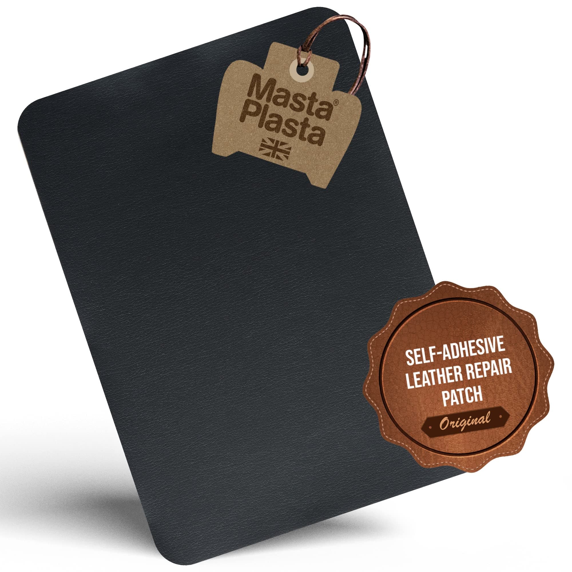 MastaPlasta Original Self-Adhesive Leather Repair Patch - Black 11" x 8" (28 x 20 cm), Instant Upholstery-Quality Scratch & Tear Repair for Sofas, Car Interiors, Bags, Vinyl & More