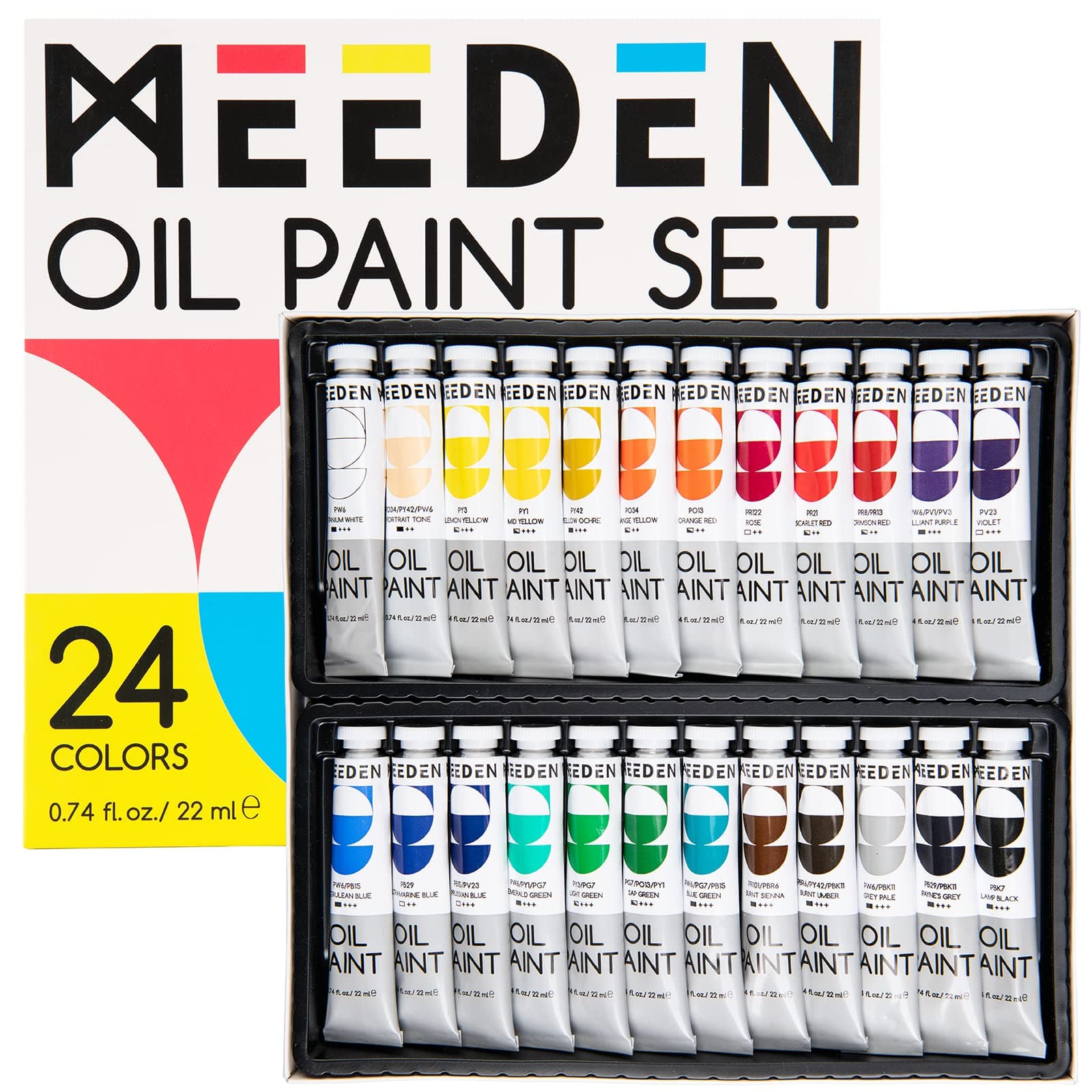 MEEDEN Oil Paint Set, Non-Toxic 24 x 22ml/0.74oz Oil Paints for Canvas Painting