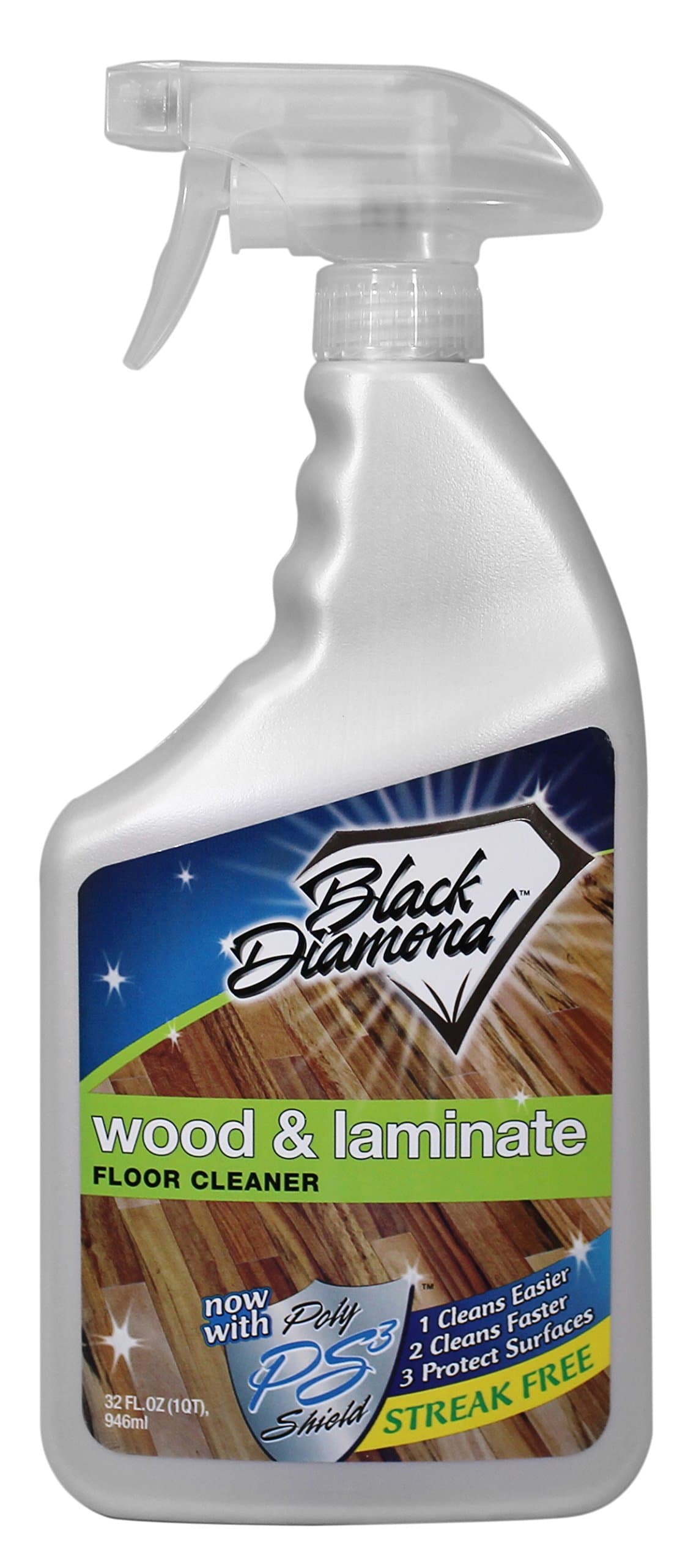 Black Diamond Laminate Floor Cleaner and Hardwood Floor Cleaner Spray - Versatile Solution Safe for Vinyl Floors, Wood Floors, and Engineered Hardwood Floors - 1-Quart.