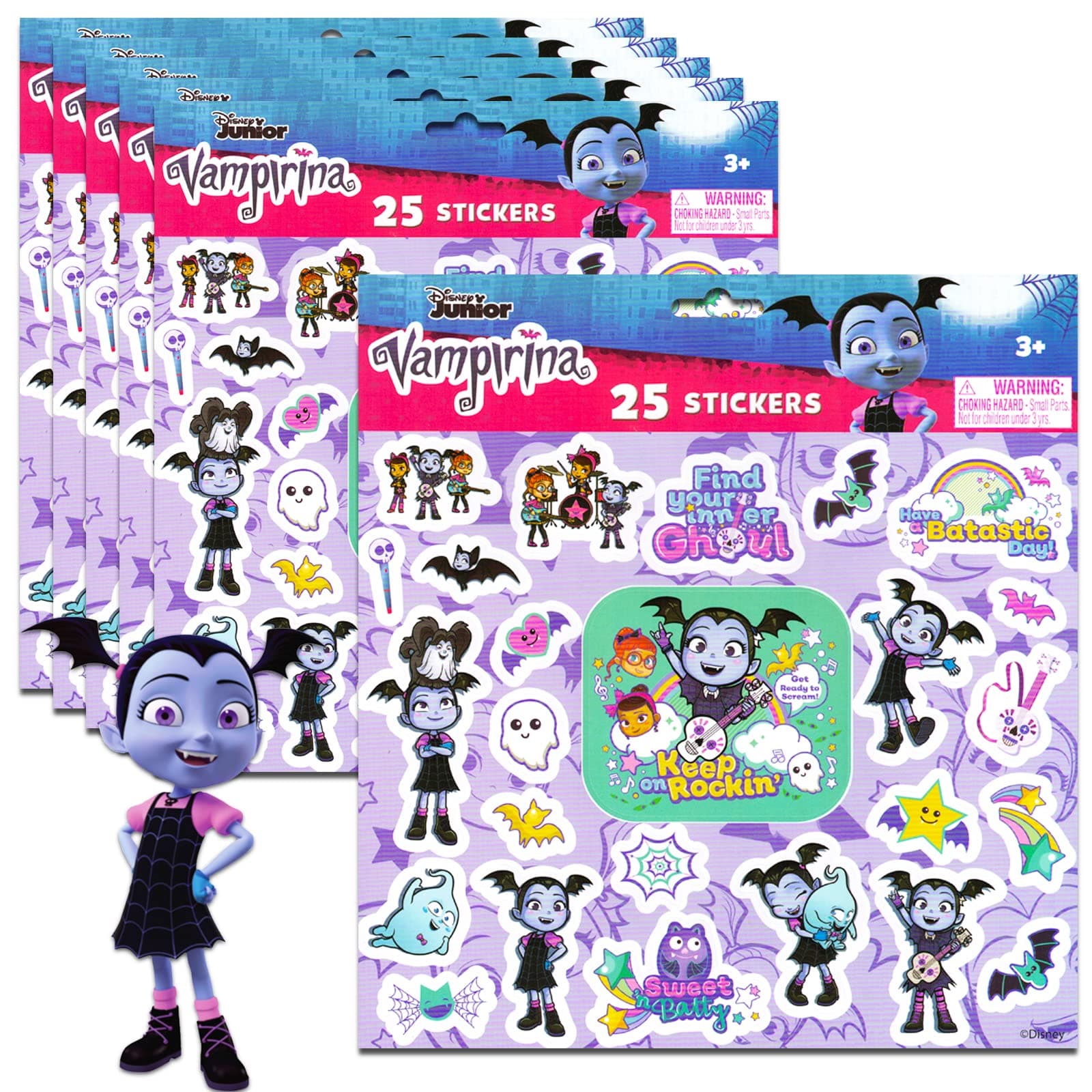 FOXCUP Vampirina Stickers 6 Pack - 150 Disney Vampirina Stickers Set for Vampirina Birthday Party Supplies | Vampirina Party Favors
