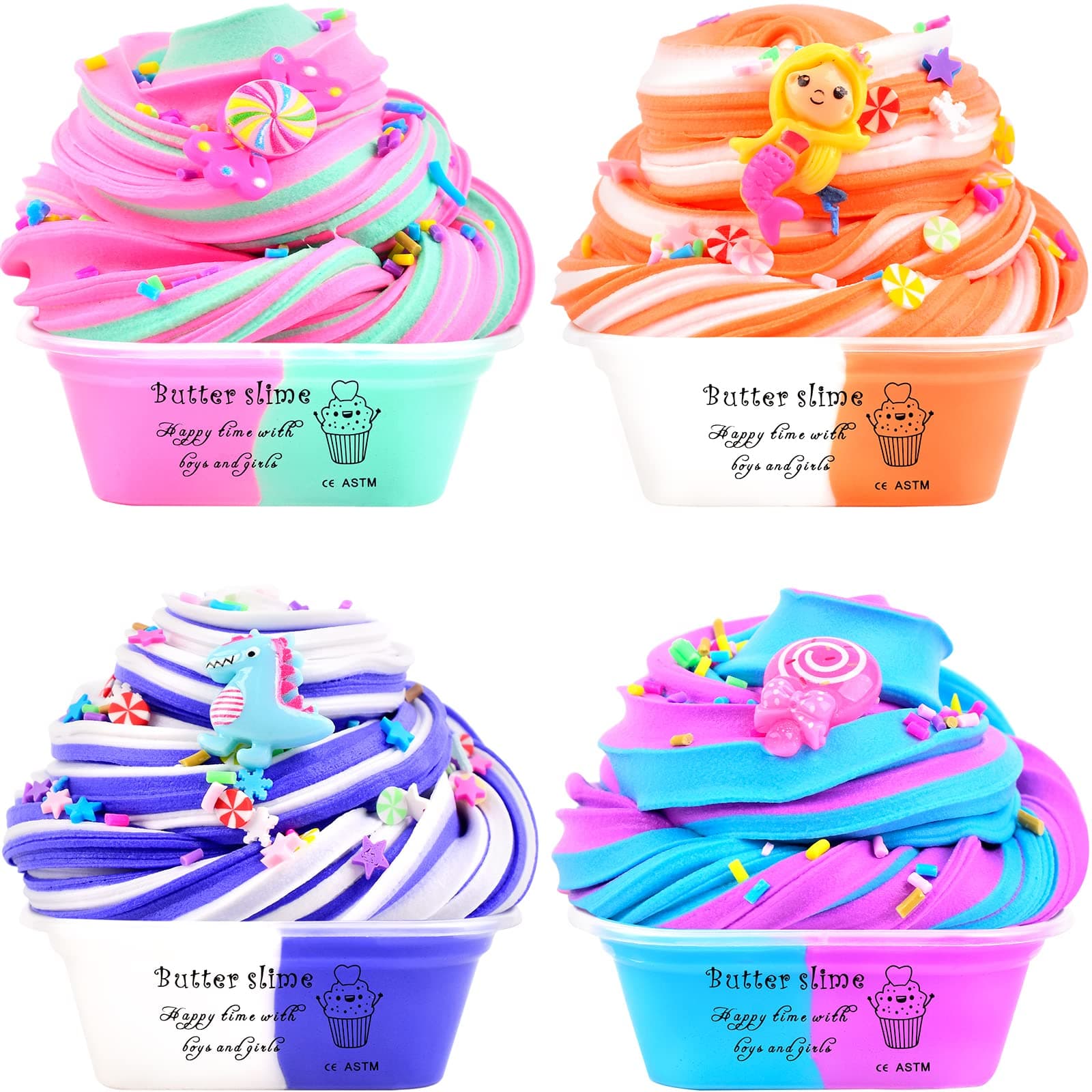 Newest Butter Slime Kit 4 Pack, Scented Slime Kits for Girls Boys Kids, DIY Surprise Slime Making Kit, Party Favors, Birthday Gifts, Stress Relief Kids Slime Putty Toys