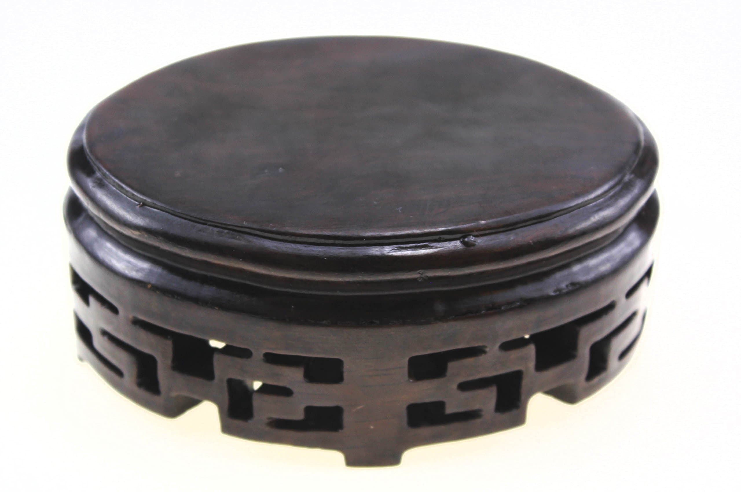 Oriental Furniture Chinese Rosewood Solid Mahagony Wood Display Stand Wooden Base Stands Elliptic Oval Oblong Shape Pedestal With Carved XS 10cm 7.2cm 4cm