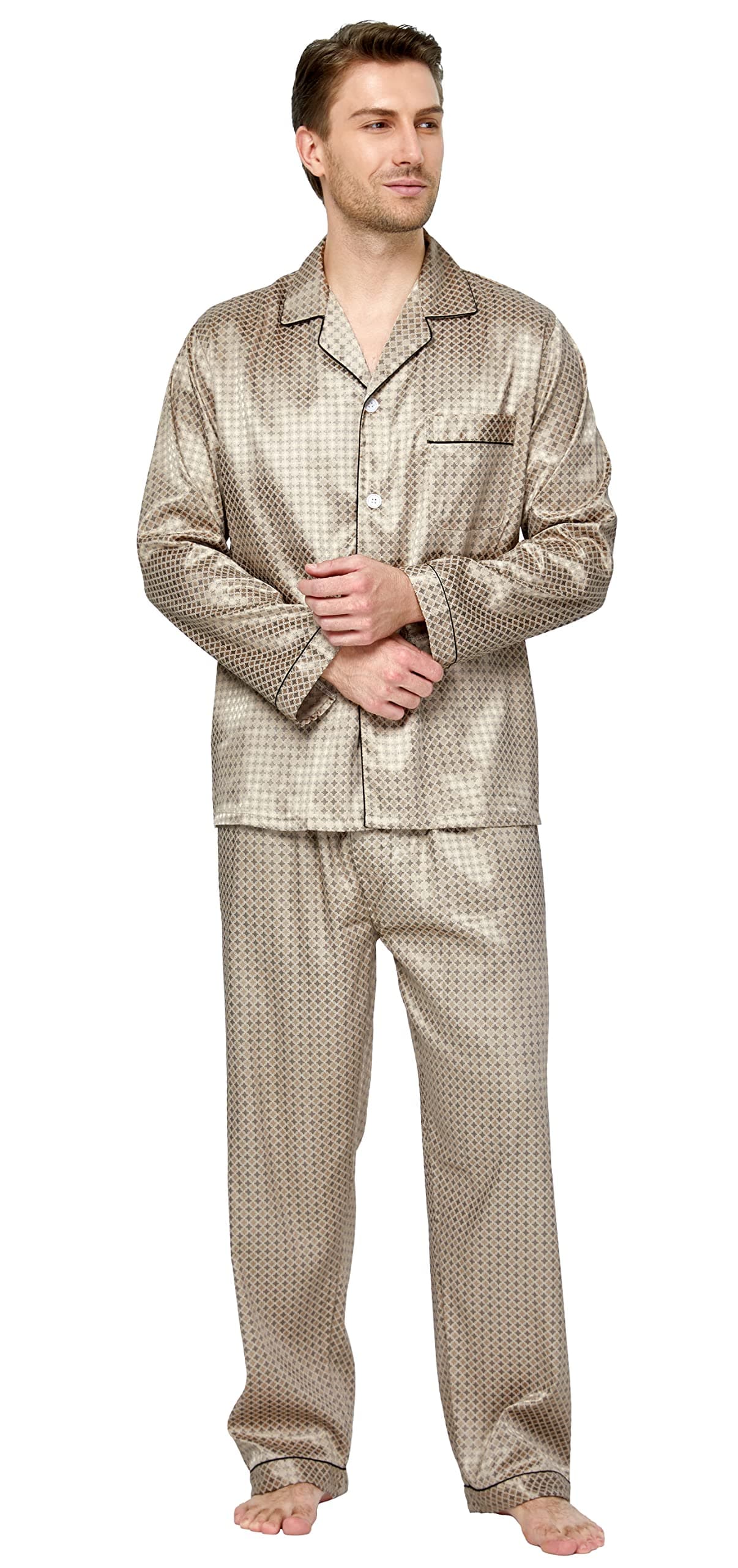 TONY & CANDICE Men's Classic Satin Pajama Set Sleepwear