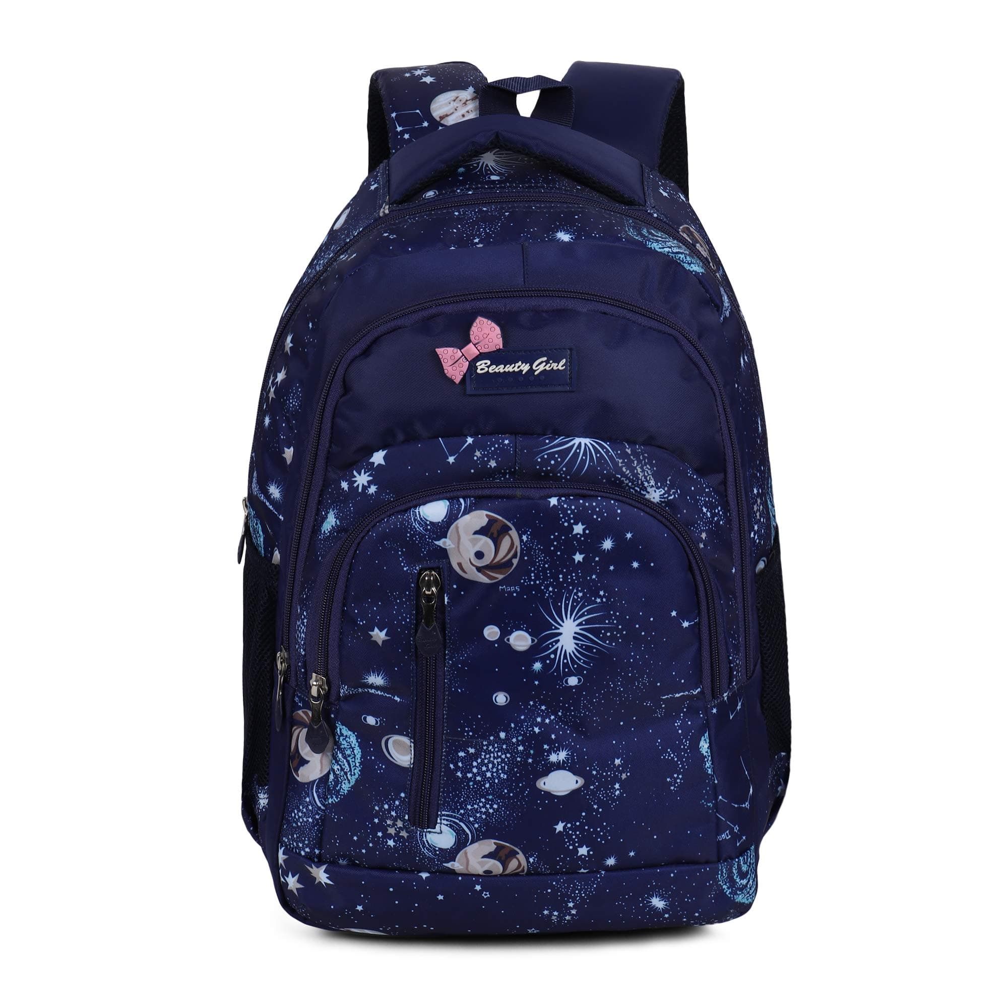 Women's 1522 Polyester Floral Printed Designer Stylish Waterproof School/Collage/Picnic Bag-Standard Backpack (32 Litre, Navy Blue) Free Size