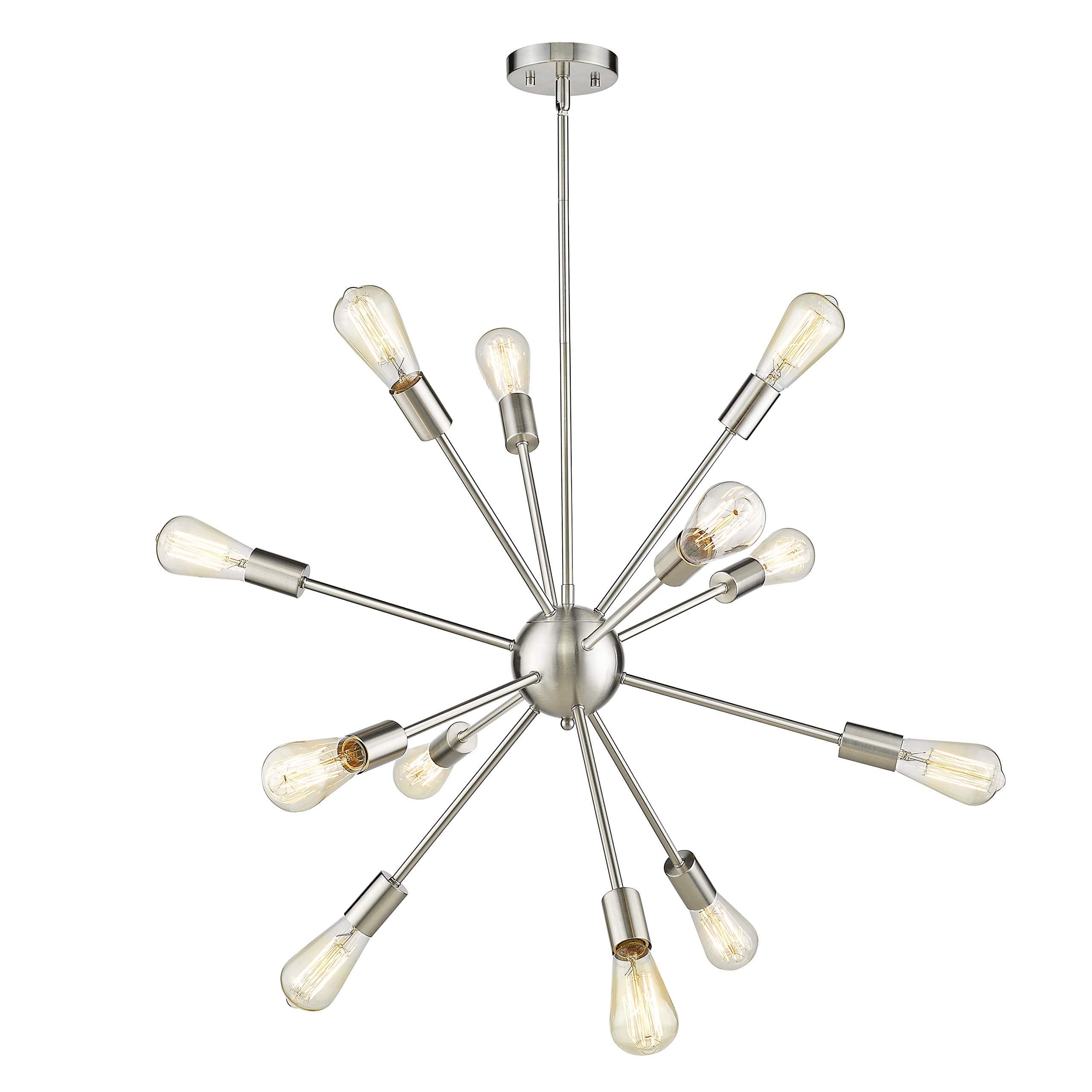Modern Sputnik Chandelier Light Fixture, 12 Light Chandelier Fashion Pendant Lighting, Ceiling Lights for Kitchen Bedroom, Nickel Brushed