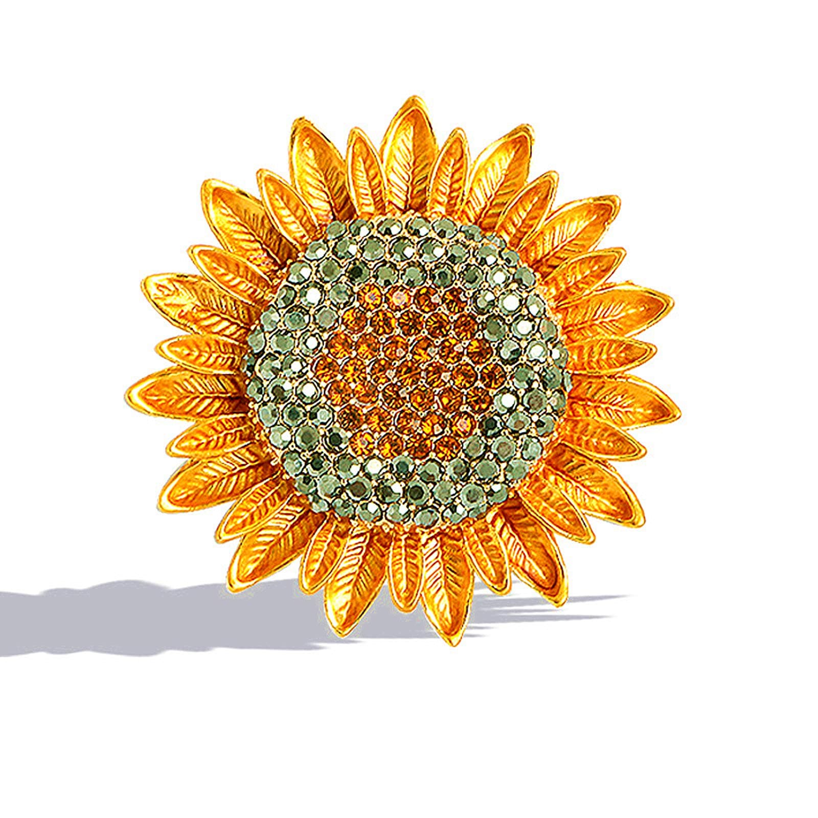 HAFILOSunflower brooch pins for women color crystal rhinestones retro handmade elegant sun flower brooches pins