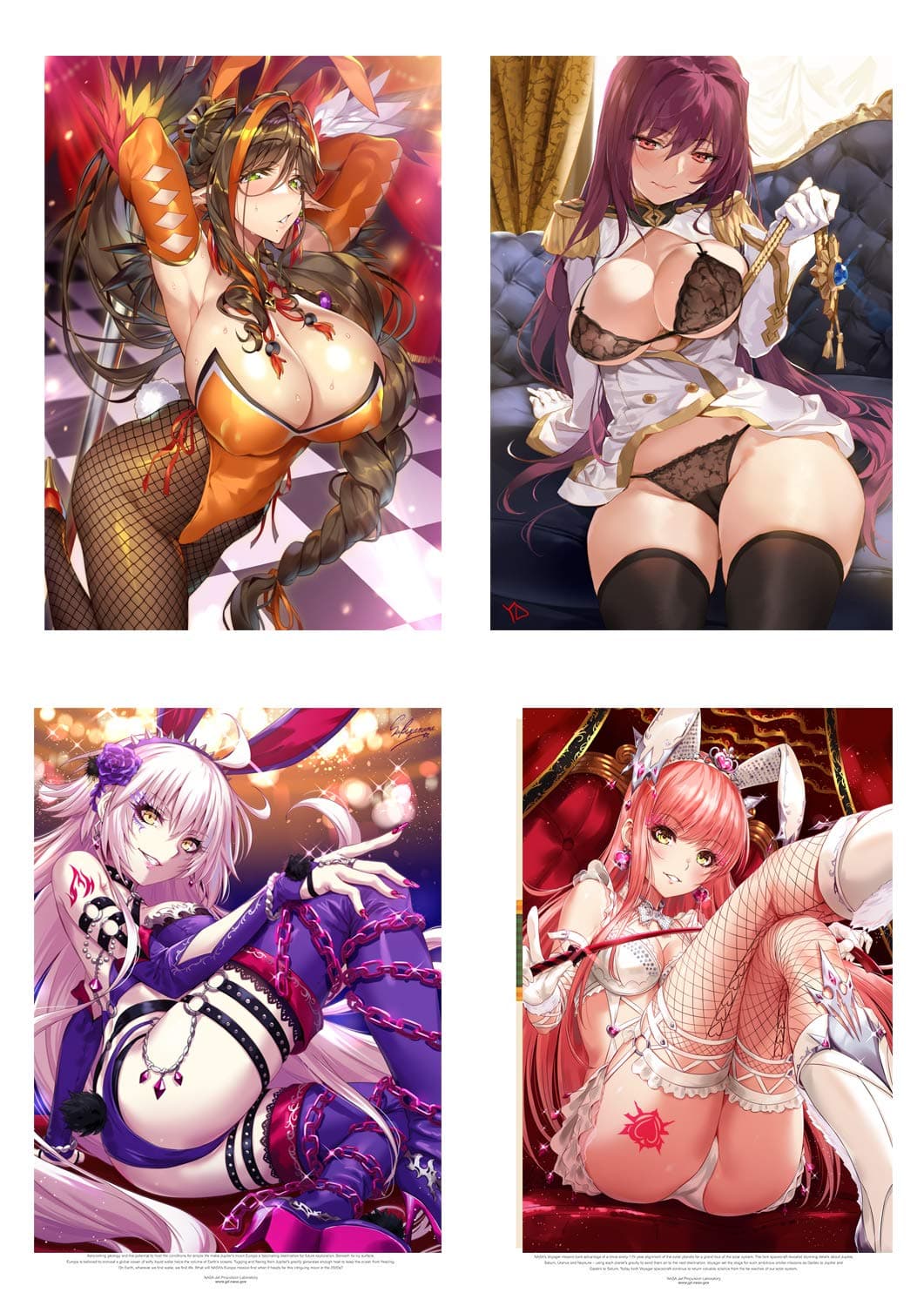 MS Fun Love of Ecchi Cosplay Poster Hot Bikini Lingerie Japanese Anime Sexy Girl Posters,16 x 20 Inches,Set of 4 Posters