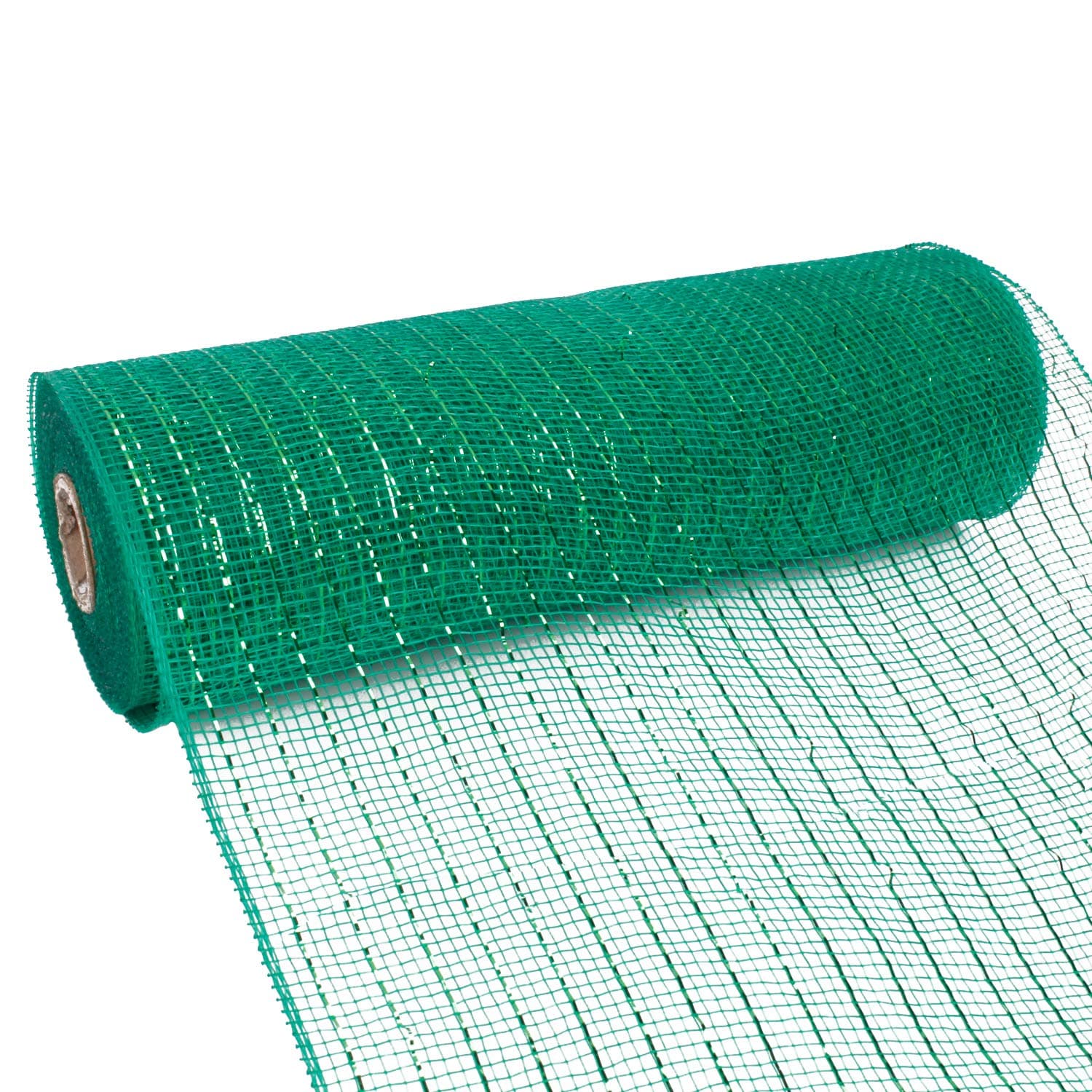 MAYPLUSS Deco Poly Mesh Ribbon - 10 inch x 30 feet Each Roll - Metallic Foil Green Design