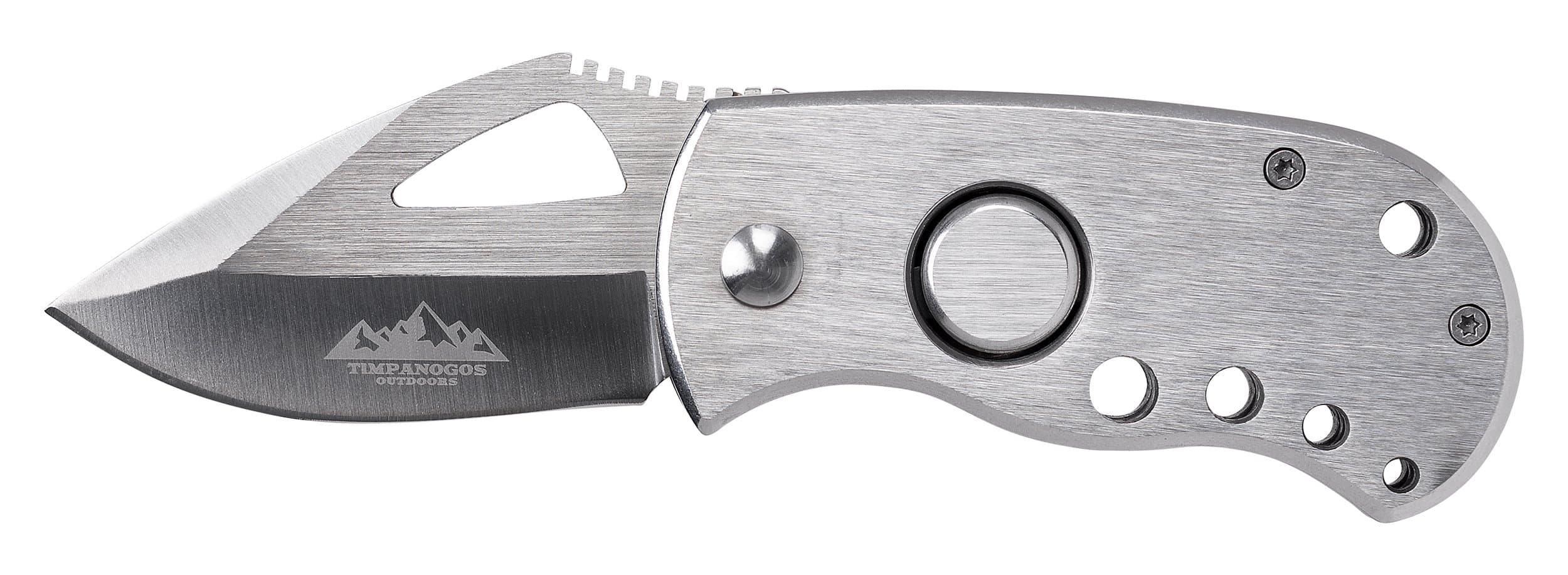 Timpanogos Outdoors - Big Baldy Knife - Durable and Foldable Pocket Knife, Made of Hardened Steel, Silver Finish, Very Sharp