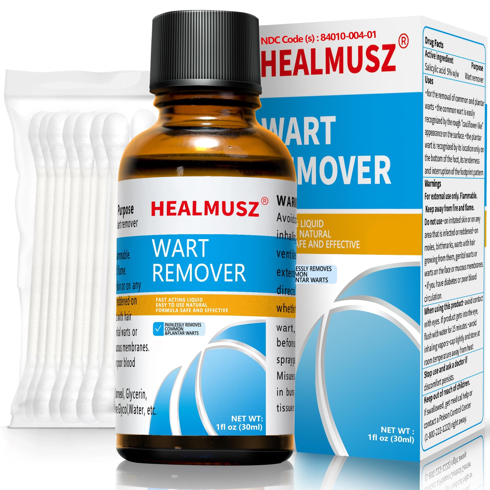 HEALMUSZ Plantar Warts Remover for Feet, Compound W Wart Remover, Natural Salicylic Acid Fast Acting, Common & Flat Wart Removal Liquid (NDC Code (s) : 84010-004-01)