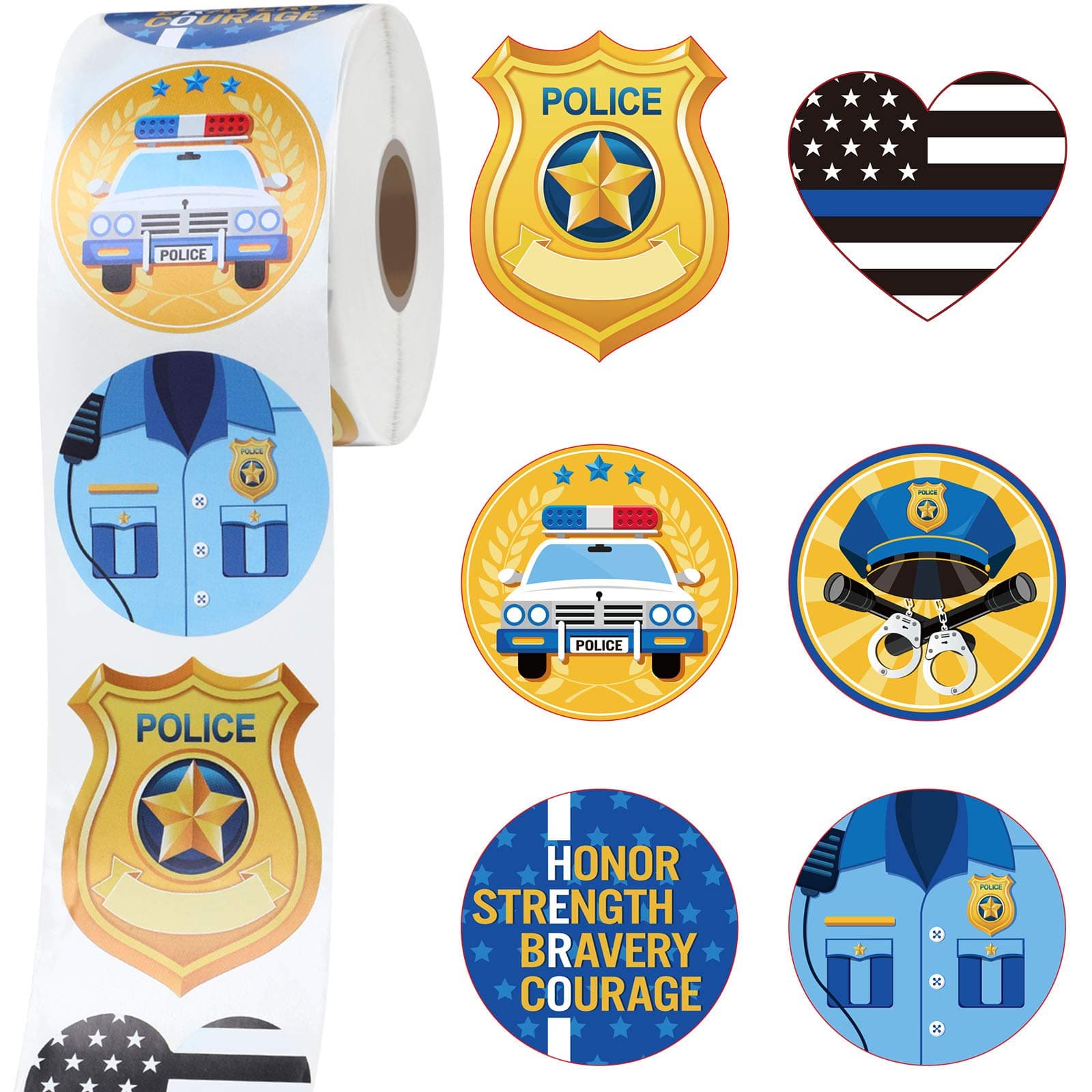 Outus 600 Pcs Police Stickers for Kids Police Party Favors Badge Stickers Police Officer Party Stickers Police Roll Name Tag Label Sticker Decals for Kids Police Birthday Party Supplies