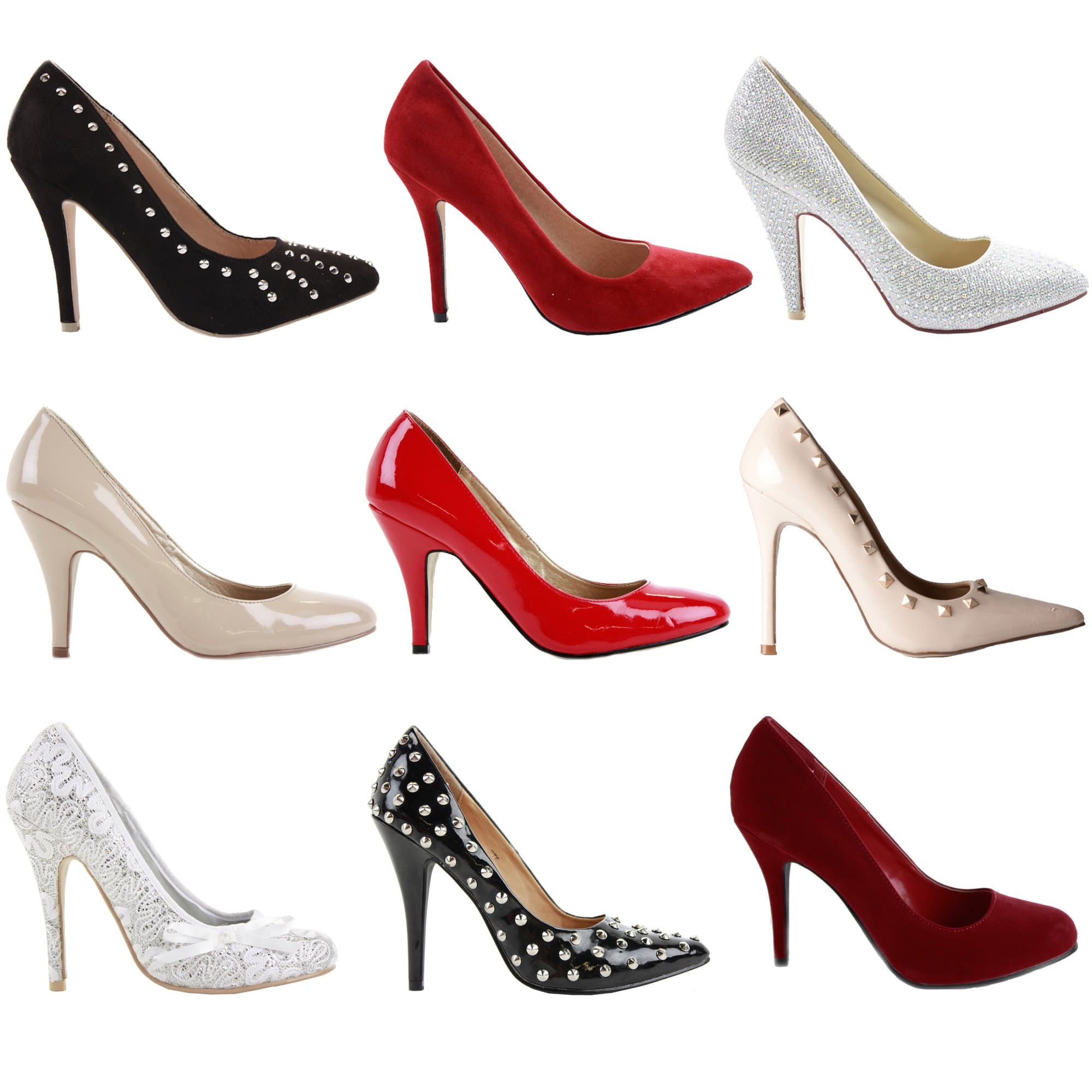 Womens Ladies Low MID HIGH Heel Pointed Court Smart Party Office Work Stiletto Shoes Pumps Size