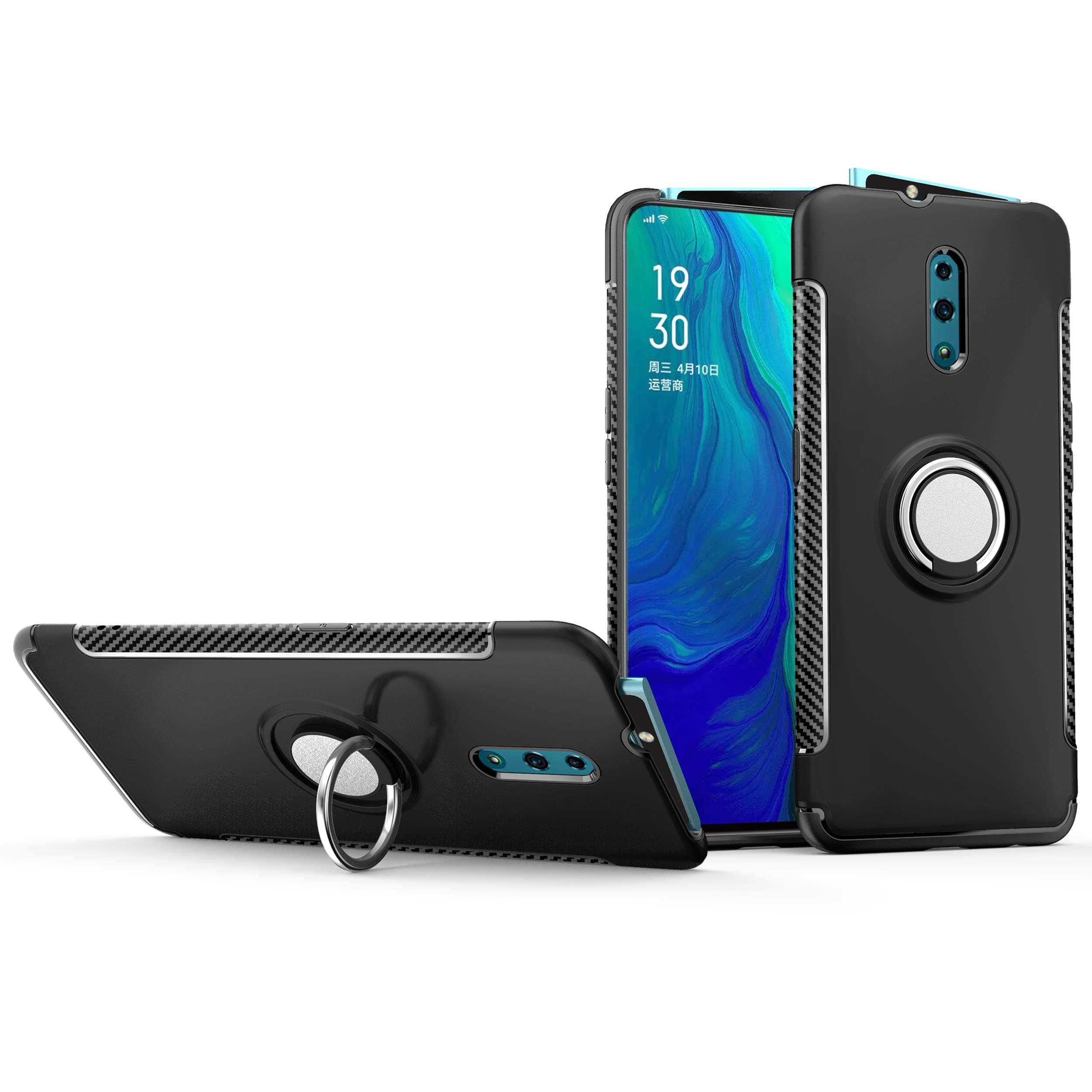 QiongNi Case for Oppo Reno Case Cover,Magnetic car Bracket Protective Case for Oppo Reno CPH1917 Case Cover Black