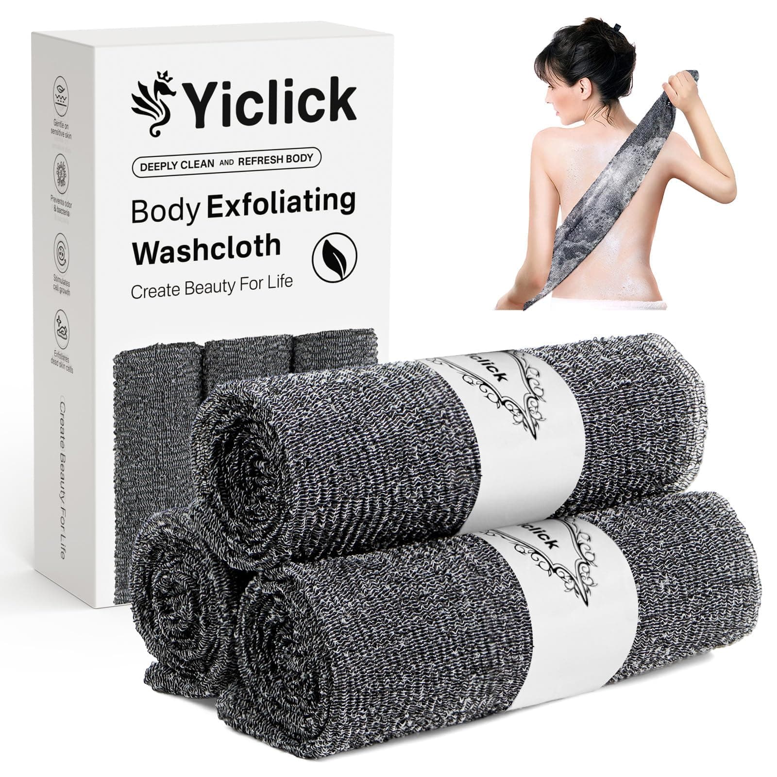 Yiclick Exfoliating Washcloth Towel [3 Pack], Japanese Exfoliating Bath Wash ...