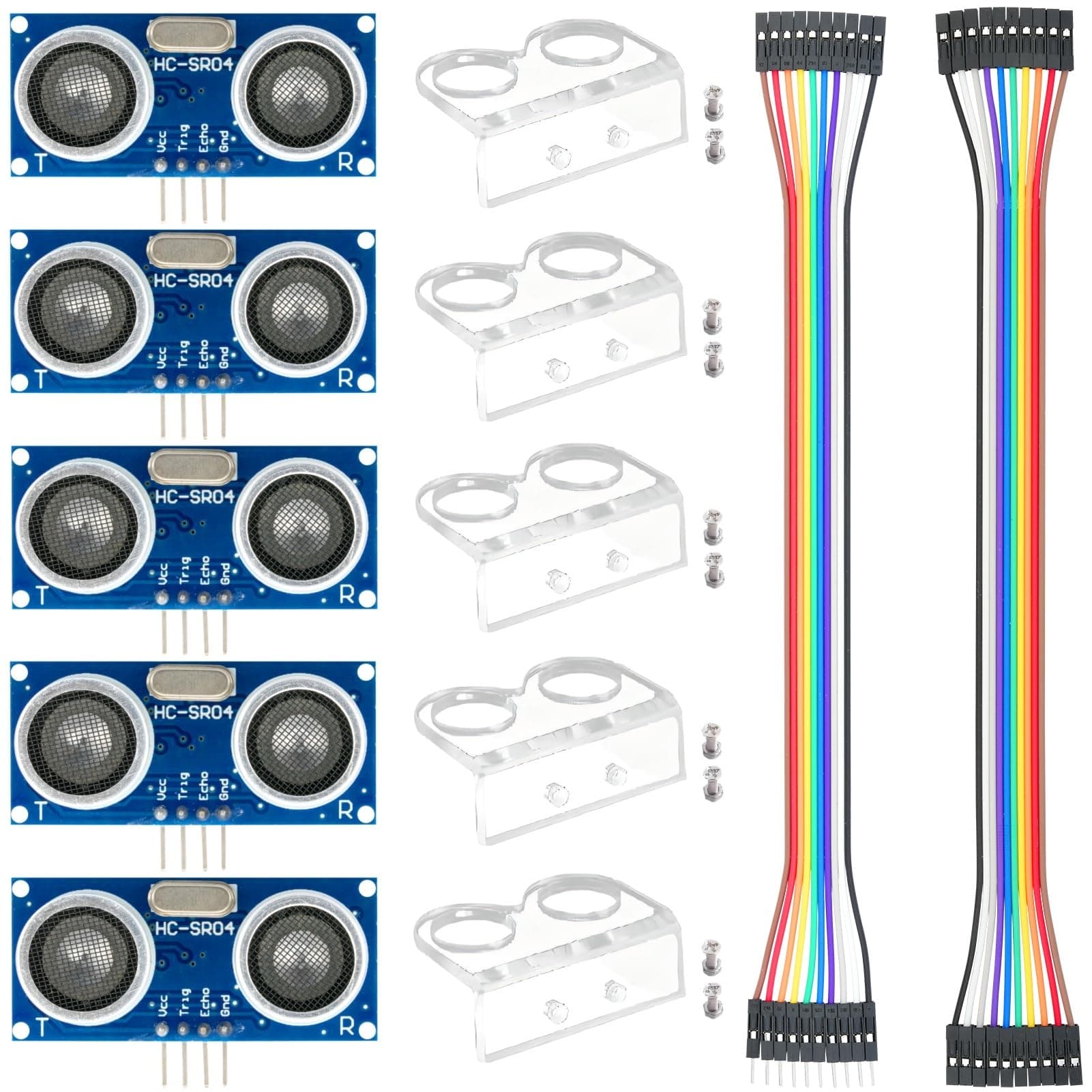 5 Pcs HC-SR04 Ultrasonic Sensor Module Compatible with for Arduino R3 UNO MEGA XBee Nano Robot with 5Pcs Mounting Bracket