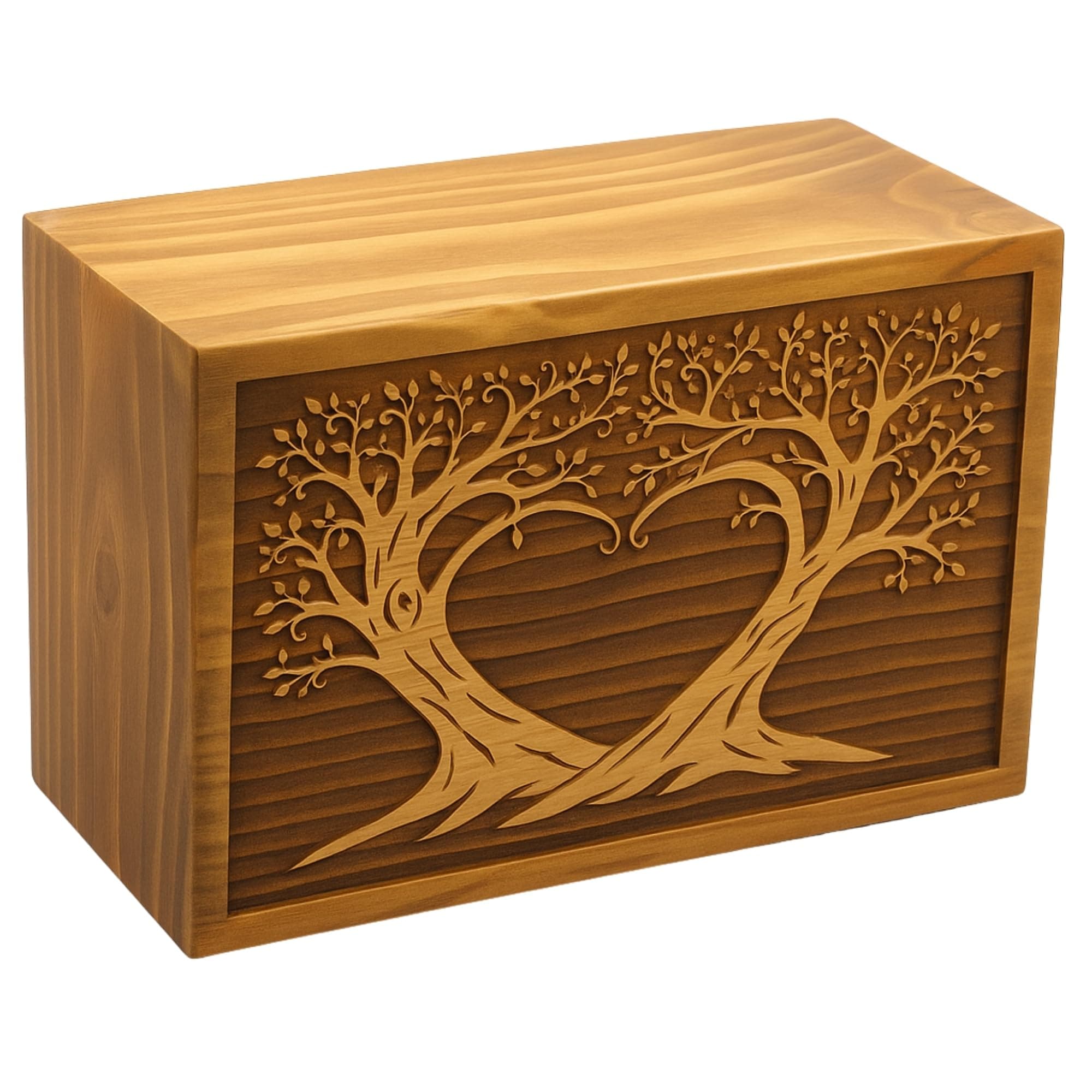 Wooden Cremation Urn for Human Ashes – Large Handcrafted Rosewood Memorial Urn Box with Twin Tree Heart Engraving | 250 Cu in Funeral Urn for Ashes | Secure Screw Closure | Decorative Memorial Box