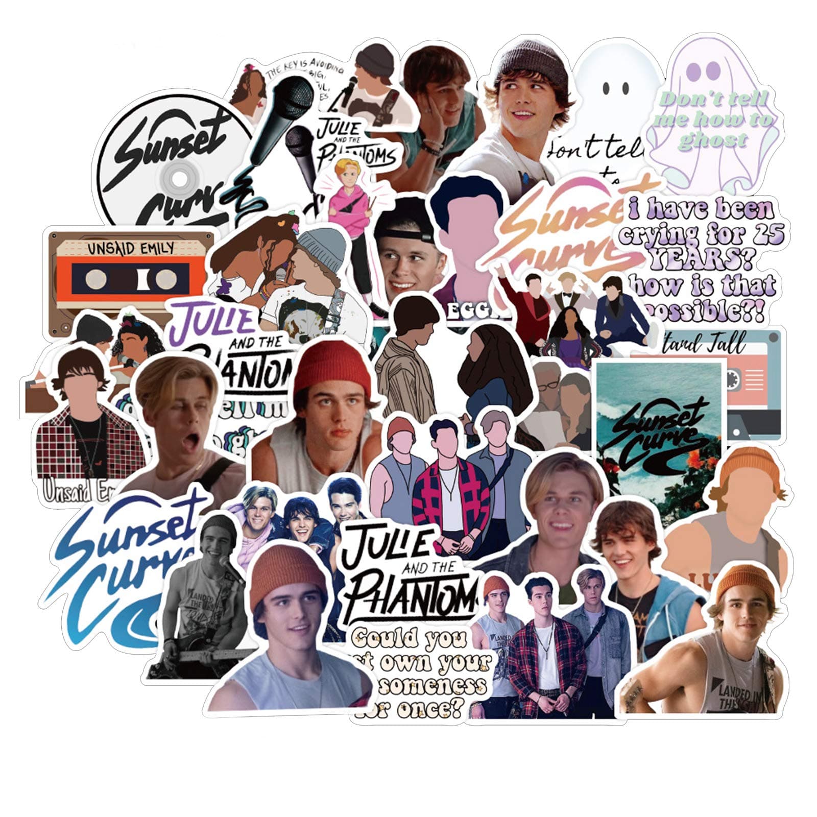 GreenfJulie and The Phantoms Stickers 50 Pcs Waterproof, Removable,Lovely,Beautiful,Stylish Teen Stickers, Suitable for Boys and Girls in Water Bottles, Phones,Guitar, Suitcase Durable Vinyl
