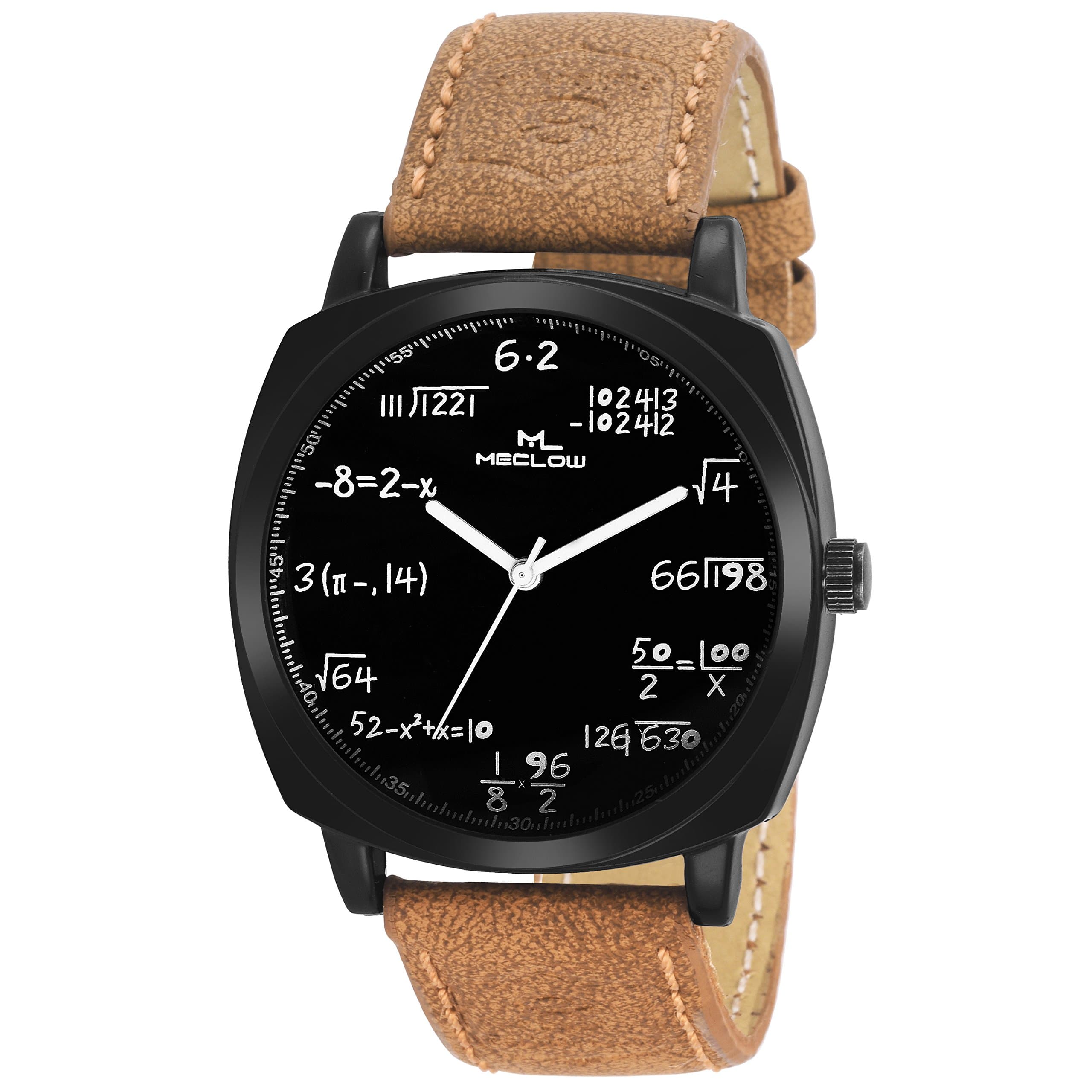Meclow Analogue Men's Watch (Black Dial Brown Colored Strap)
