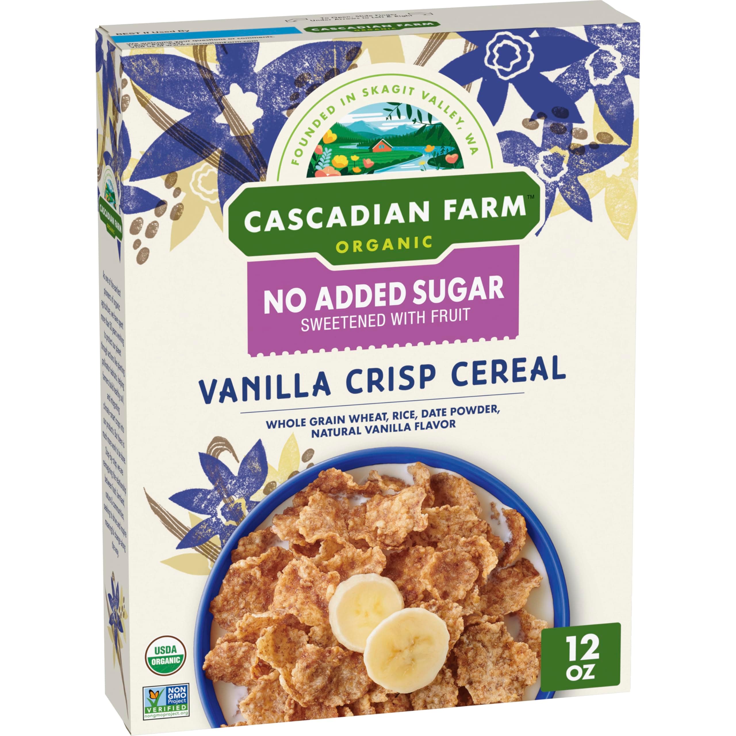 Cascadian Farm Organic Vanilla Crisp Cereal, No Added Sugar, 12 oz