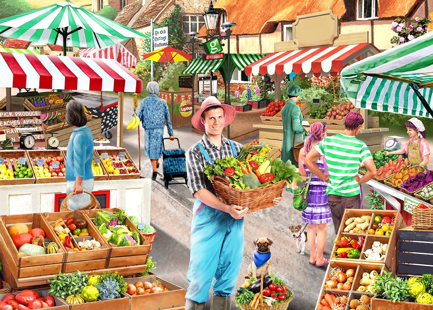 HUADADA Jigsaw Puzzles for Adults 1000 Pieces-Farmer's Market 1000 Piece Jigsaw Puzzles for Adults Gifts