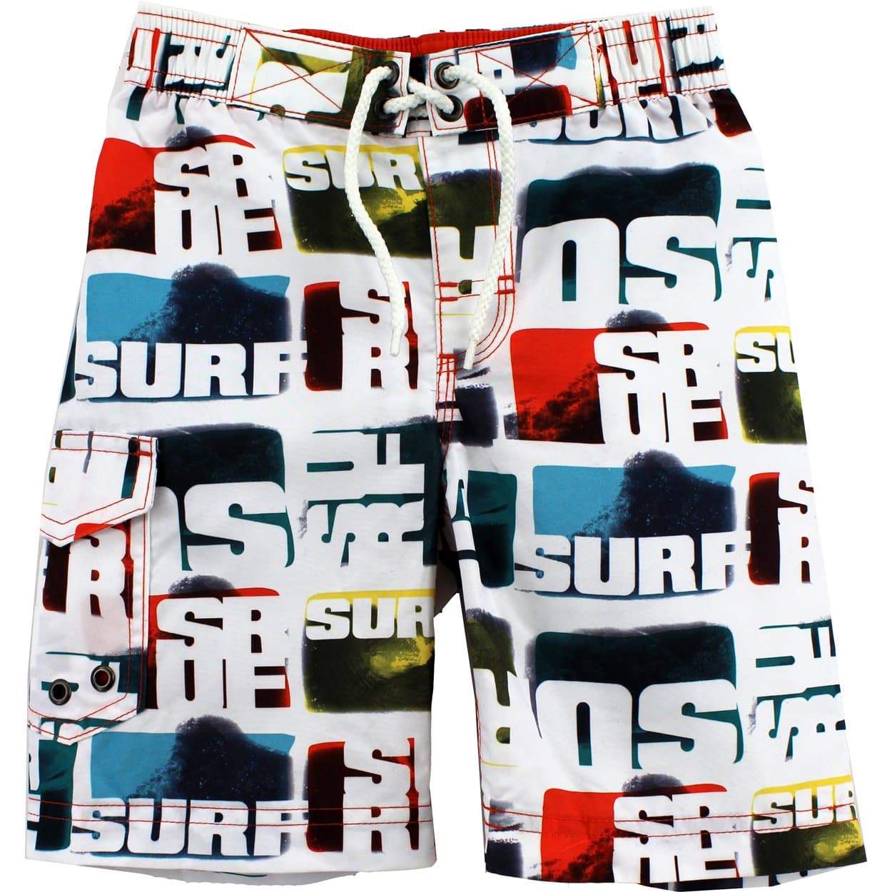 Boys Board Shorts 1206017B (White-Surf, 4)