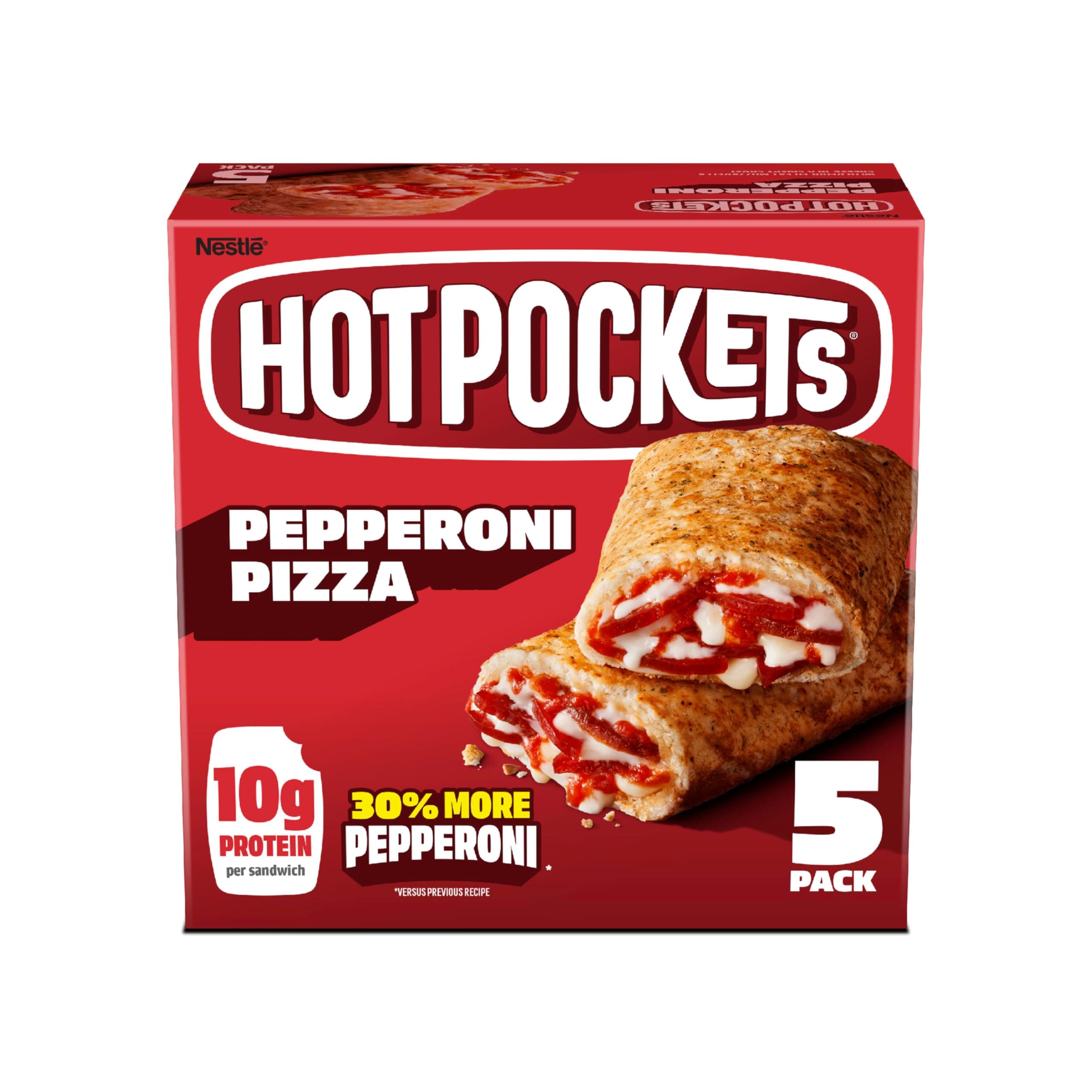 HOT POCKETS Pepperoni Pizza Frozen Sandwiches 5 ct. Box | Frozen Food With Mozzarella Cheese