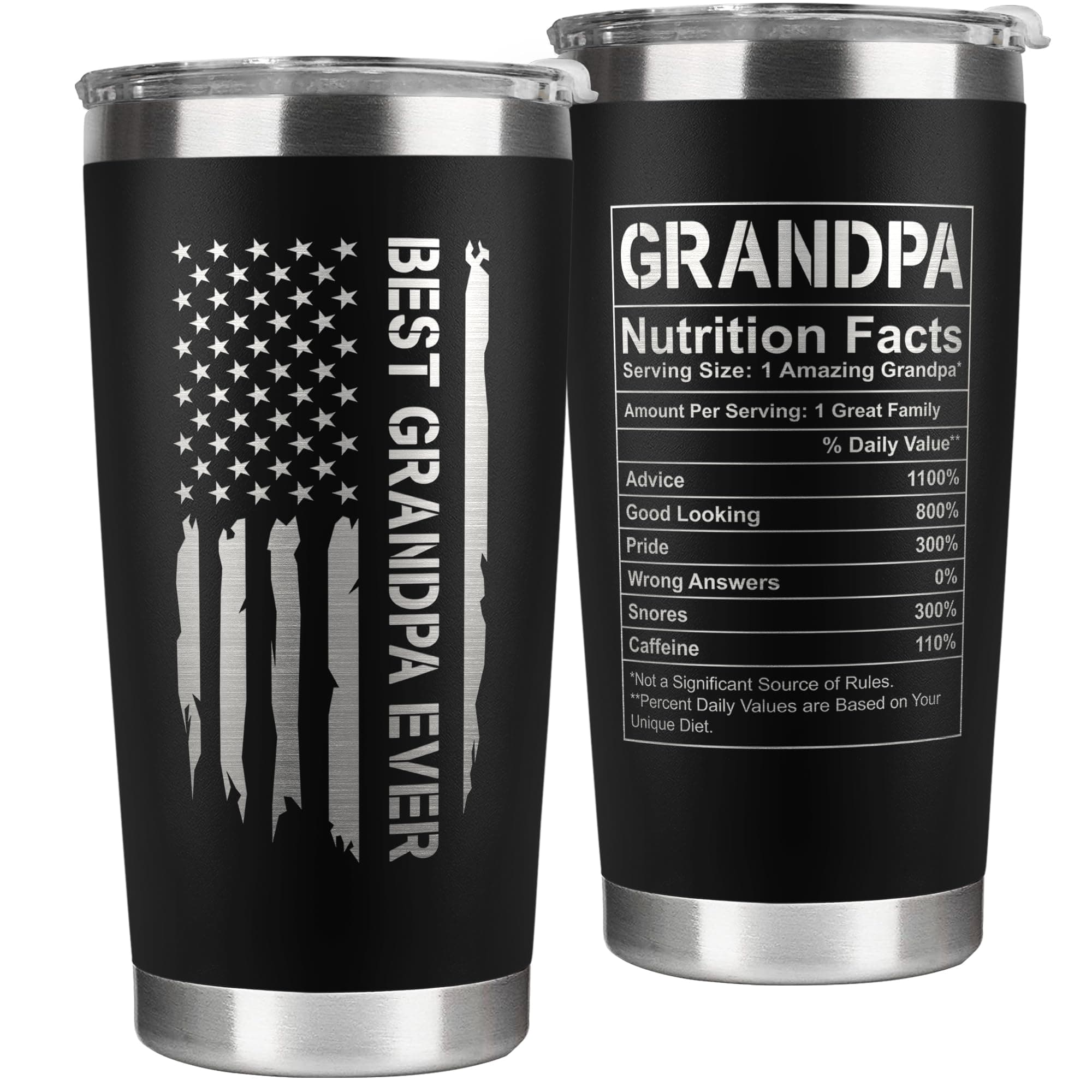 Grandpa Gifts - Grandpa Birthday Gifts from Grandchildren - Fathers Day Gift, Birthday Christmas for Grandfather - Grandfather Gift Ideas from Granddaughter, Grandson - 20 Oz Black Tumbler