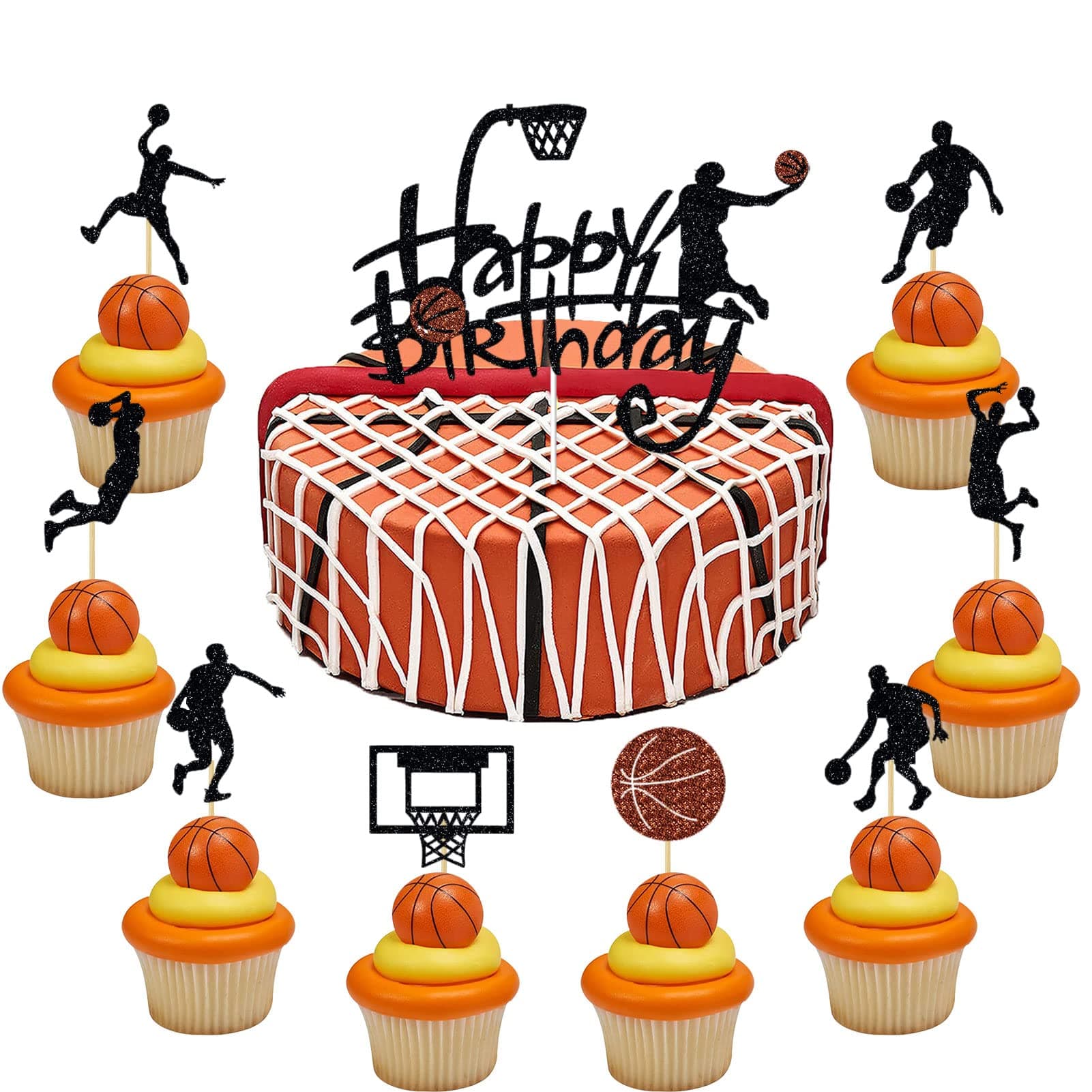 25 Pack Basketball Cake Toppers Boys Cake Toppers Basketball Sports Birthday Cake Toppers Boys Happy Birthday Cake Toppers Kids Basketball Cake Toppers Boys Basketball Sports Party Decorations