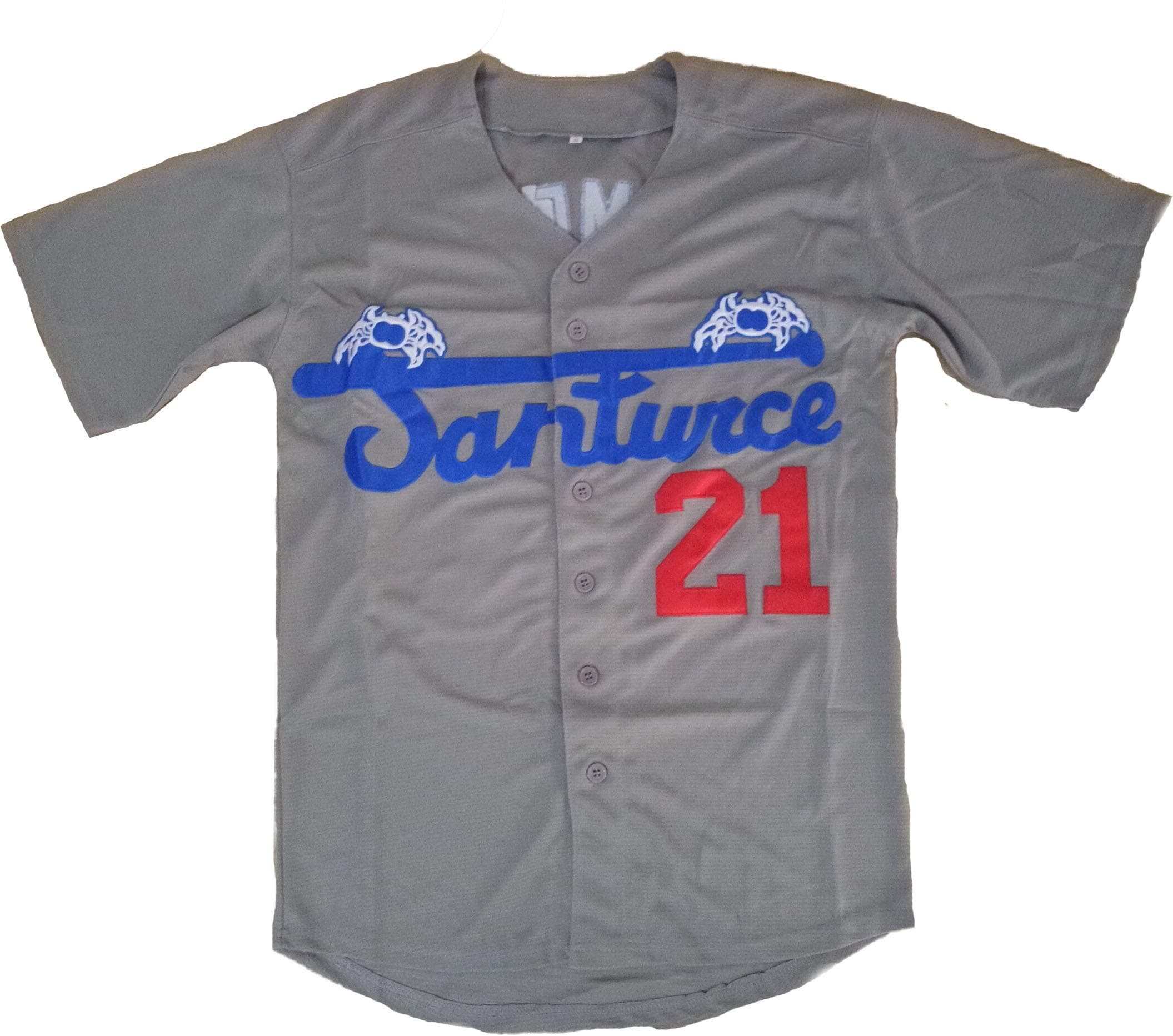 Santurce Crabbers #21 Roberto Clemente Puerto Rico Baseball Jersey White (Grey, X-Large)
