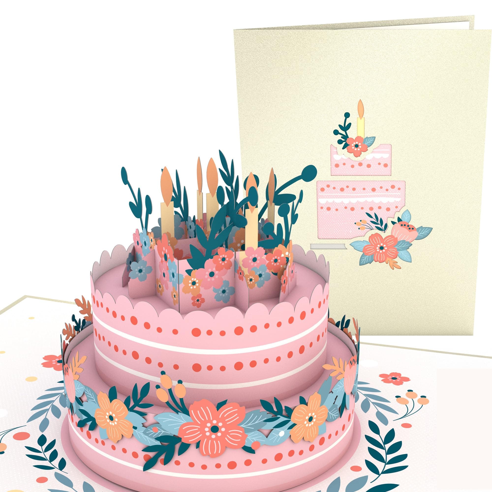 Lovepop Happy Birthday Pop-Up Card for Her, Him, Girls, Boys - 3D Greeting Cards - Floral Birthday Cake - 5" x 7" - Blank Notecard & Envelope Included