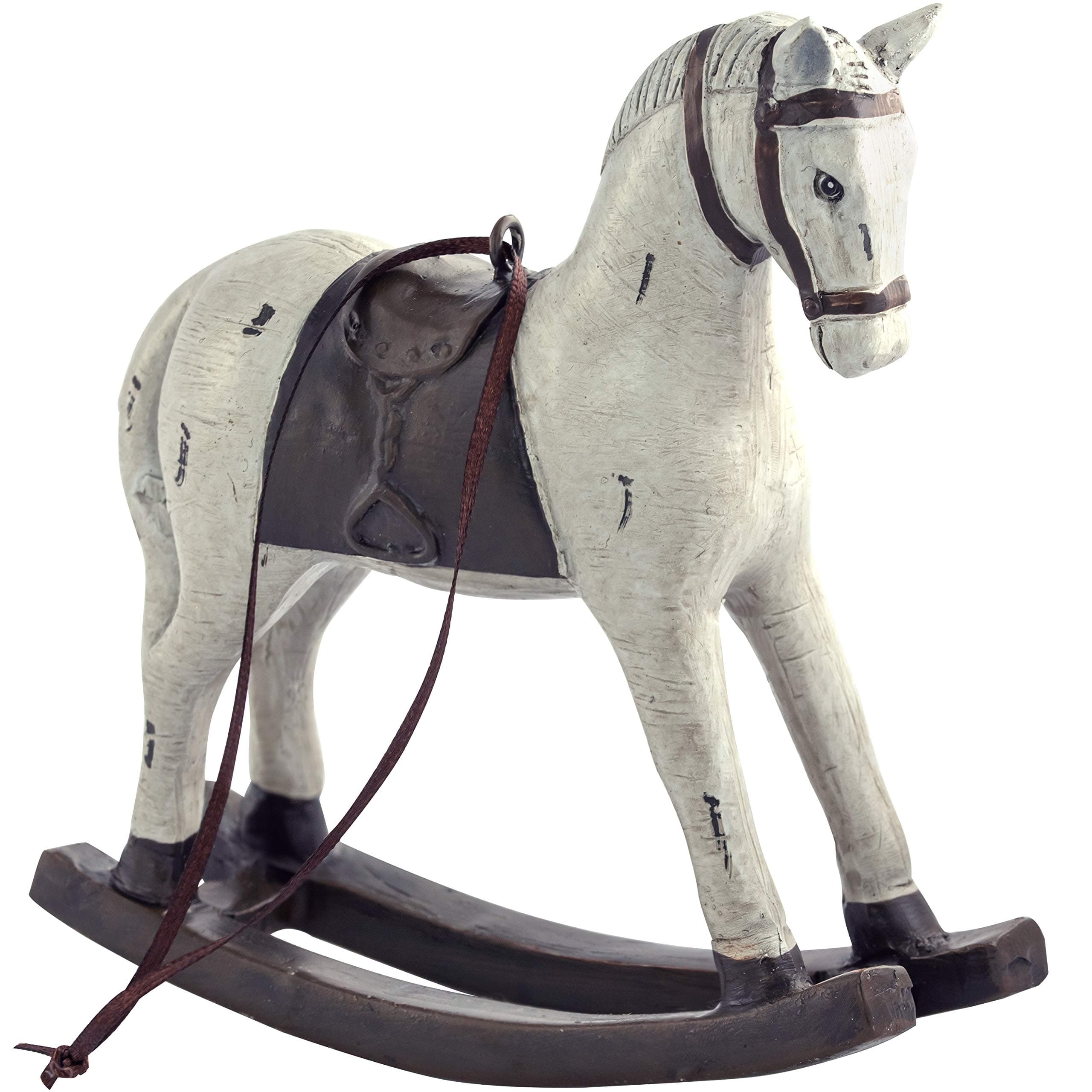 Classic Resin Rocking Horse Christmas Ornament. Pre-Strung, Hand Painted 2018 Collectible Stocking Stuffer Gift for Pony and Equestrian Lovers. Perfect Country Rustic Tree, Tabletop, or Mantle Decor