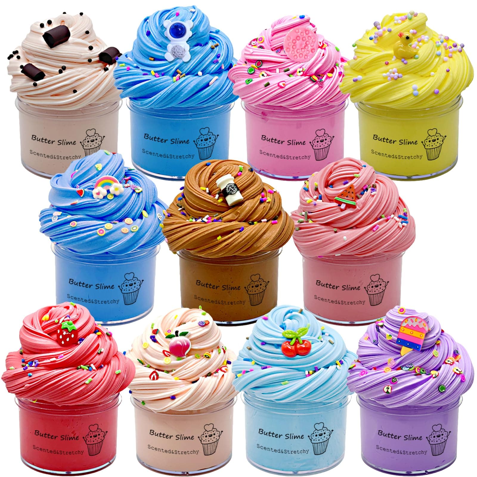 Butter Slime Kit 11 Pack Party Favors for Kids, Colorful Stress Relief Toy for Girls Boys, Easter Filling Stuffers, Christmas Stocking Stuffers