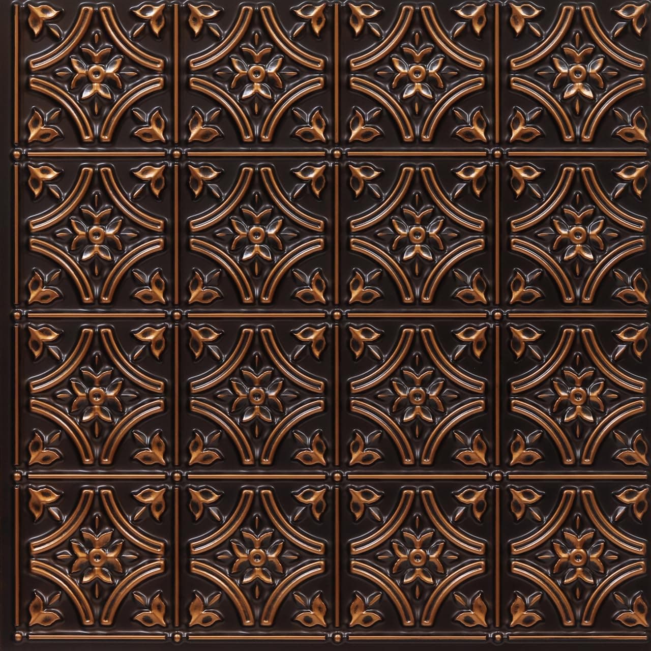 From Plain To Beautiful In Hours 150 Gothic Reims PVC 2' x 2' Glue-up Ceiling Tile (Covers / 100 sq.ft), Antique Copper, 25 Piece