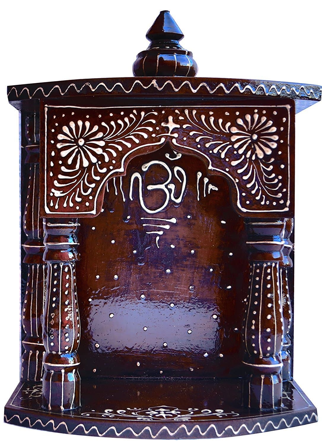 J M JEWELSHindu Religious Temple Made with Wood & MDF, Hand Painted with Emboss Cone Work with Om Symbol, A Auspicious and Religious Décor and Handicraft & Religious Art