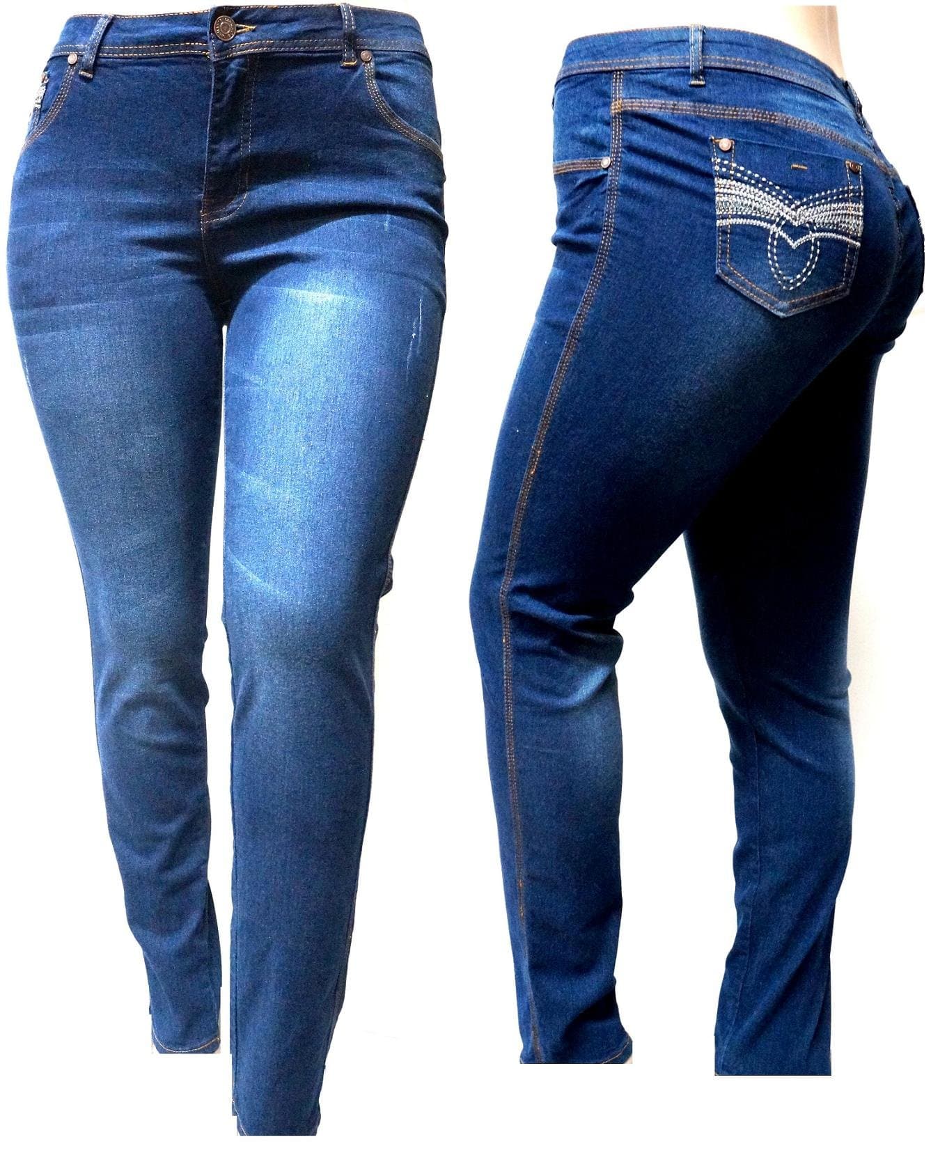 1826New Dark Blue Denim Jeans HIGH Waist Womens Plus Size Skinny Leg 3677
