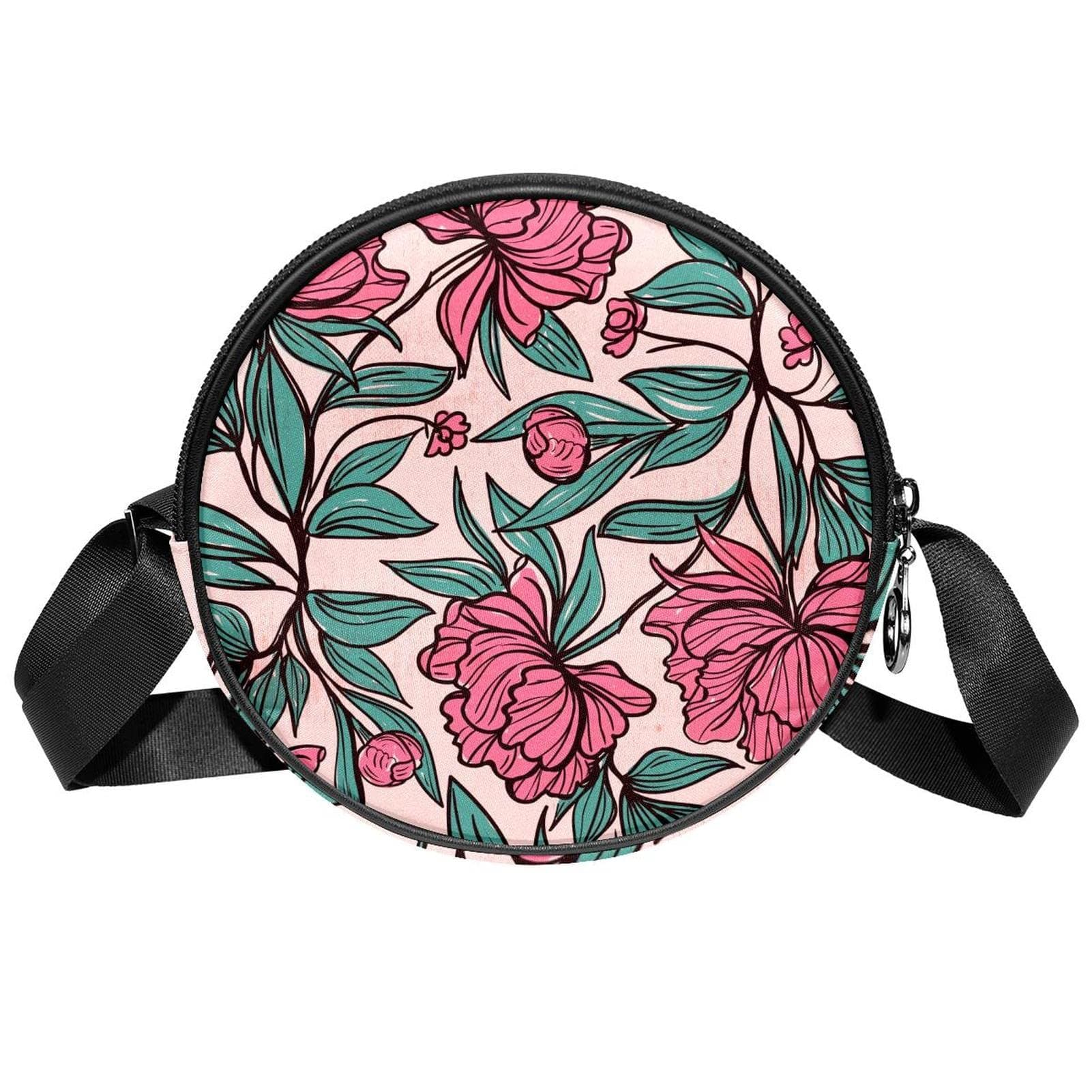 GenericTropical Pink Floral Flower Crossbody Bag Messenger Bag Purse for Women