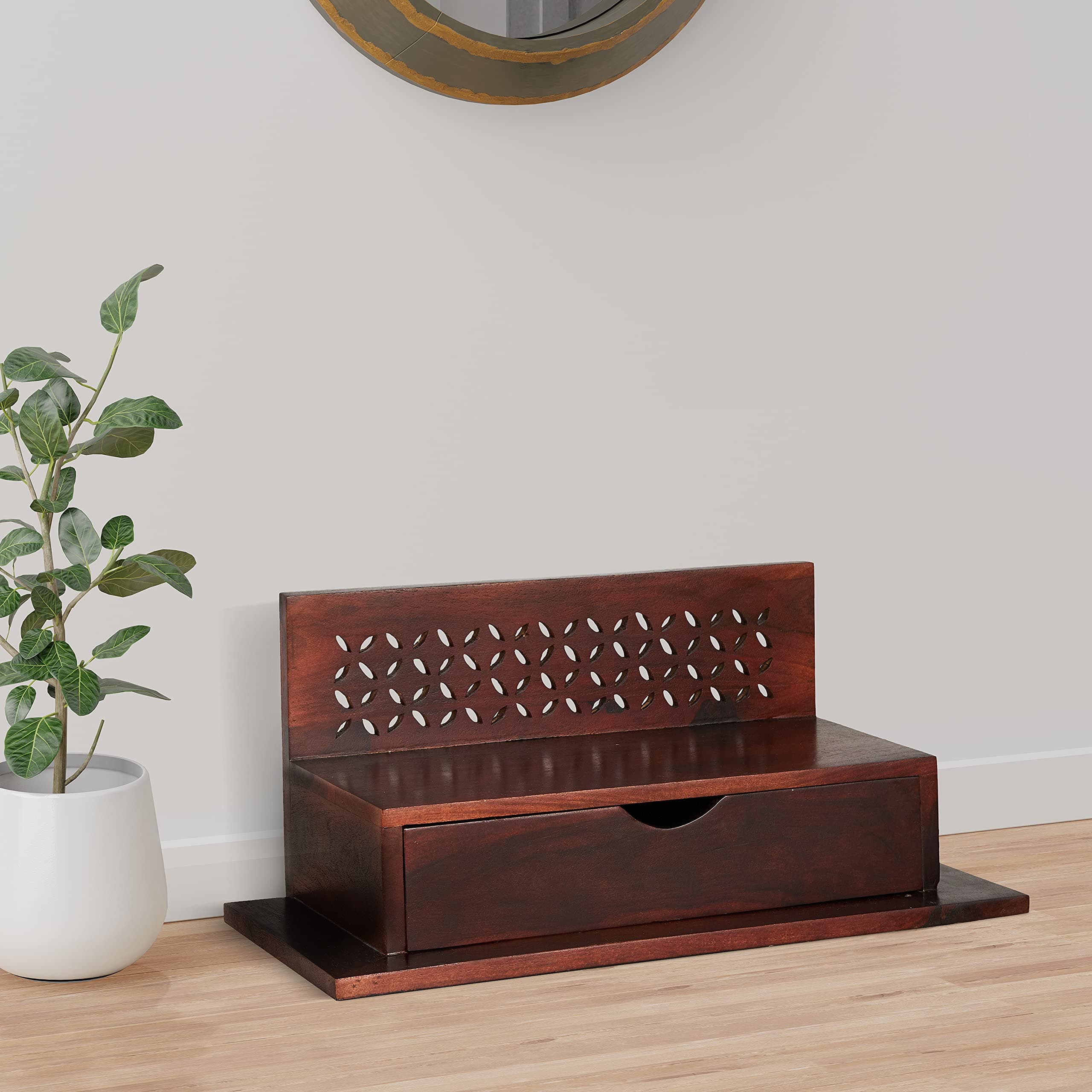 APRODZ Solid Wood Mandir/Prayer Shelf-Mahogany…