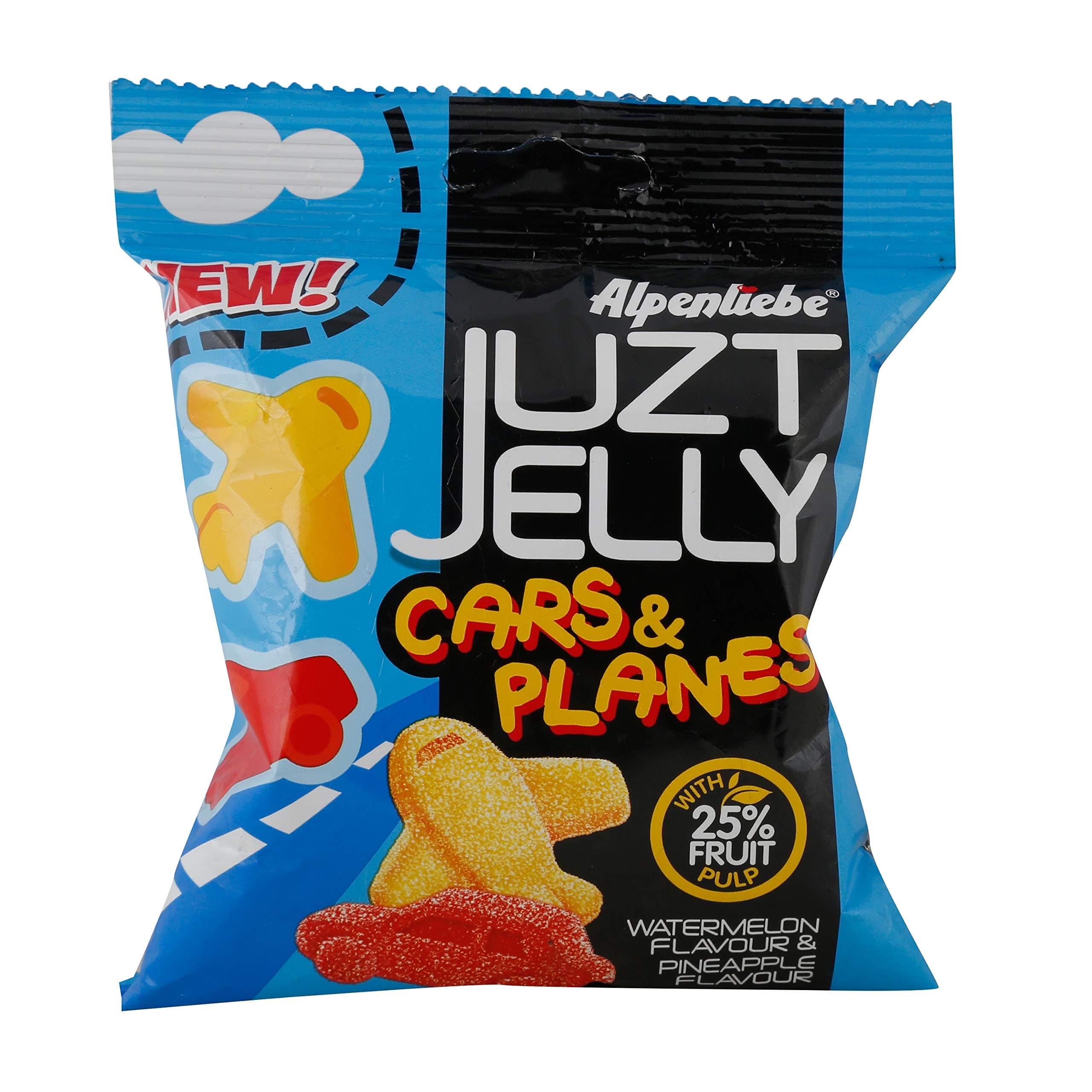 Alpenliebe Juzt Jelly Assorted Flavour Cars N Planes Pouch Pouch, 74.5 Gram - Watermelon, Pineapple