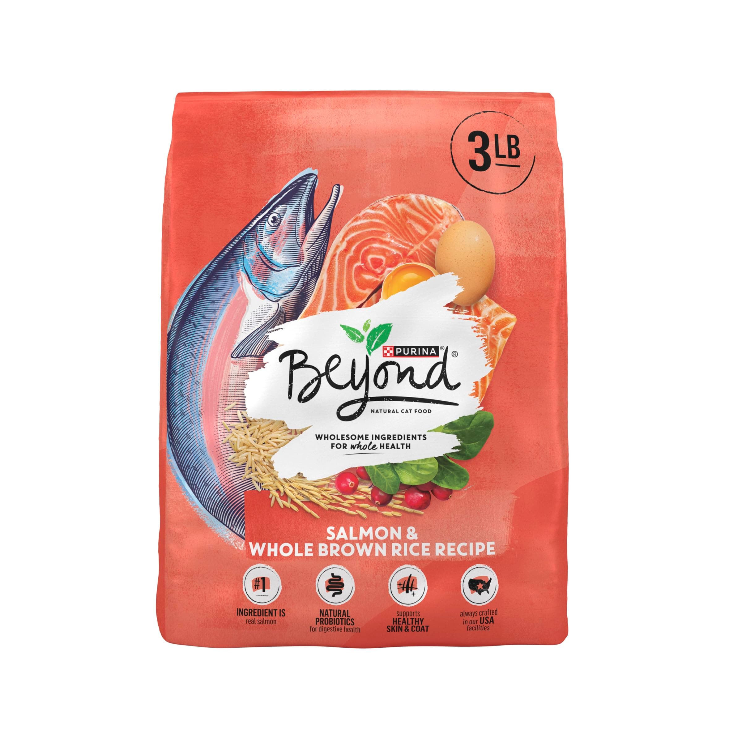 Purina Beyond Natural Wholesome Ingredients for Whole Health Dry Cat Food Salmon and Whole Brown Rice Recipe - 3 lb. Bag