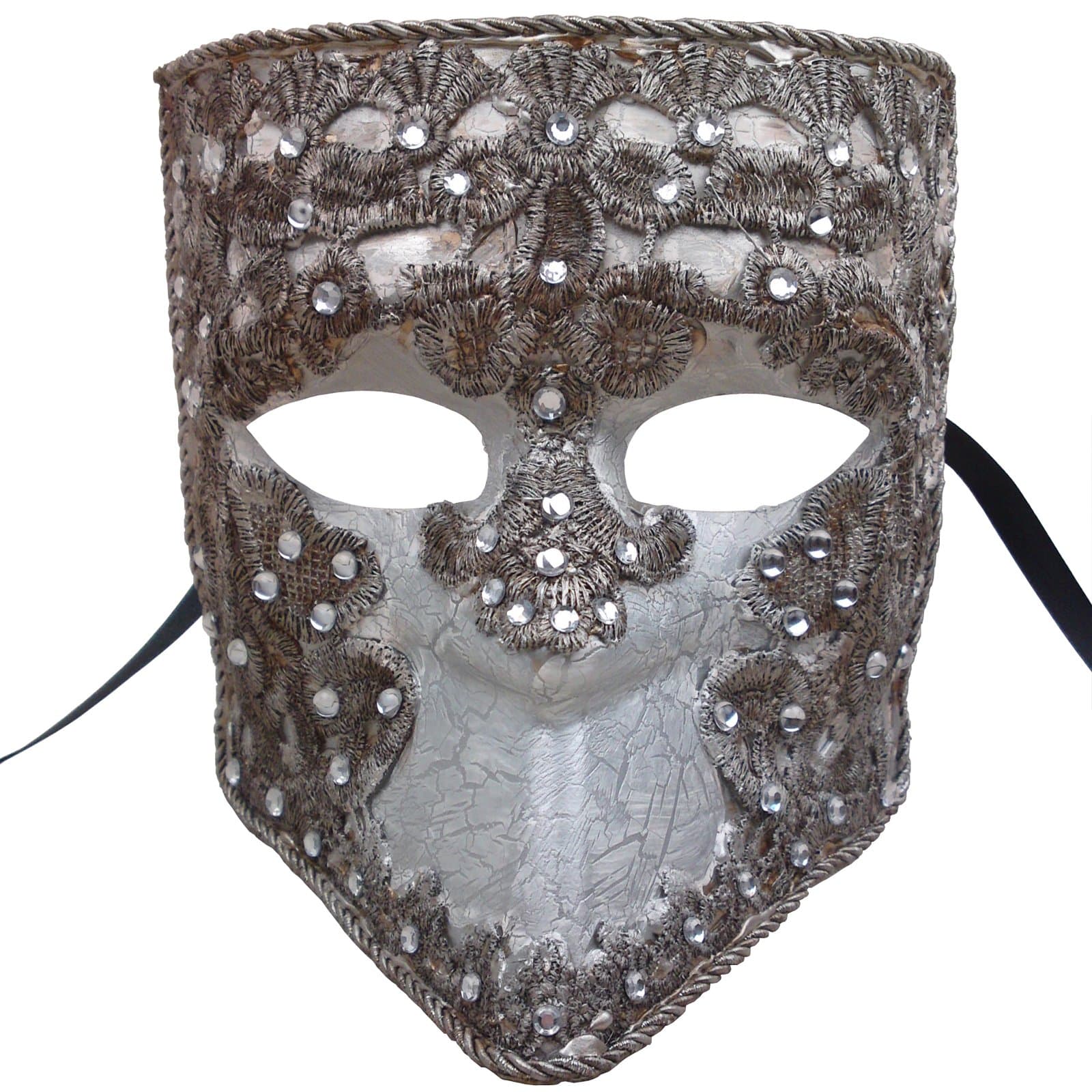 Nati Men's Bauta Masquerade Mask Lace Color Silver