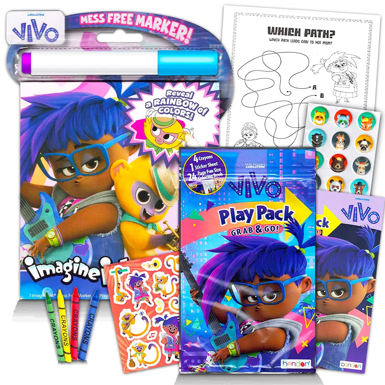 Sony Bundle Sony Vivo Coloring Book Party Favors Bundle for Kids ~ Vivo Movie Birthday Party Supplies Set for Boys and Girls with Mess-Free Imagine Ink, Stickers, and More (Vivo Activity Set)