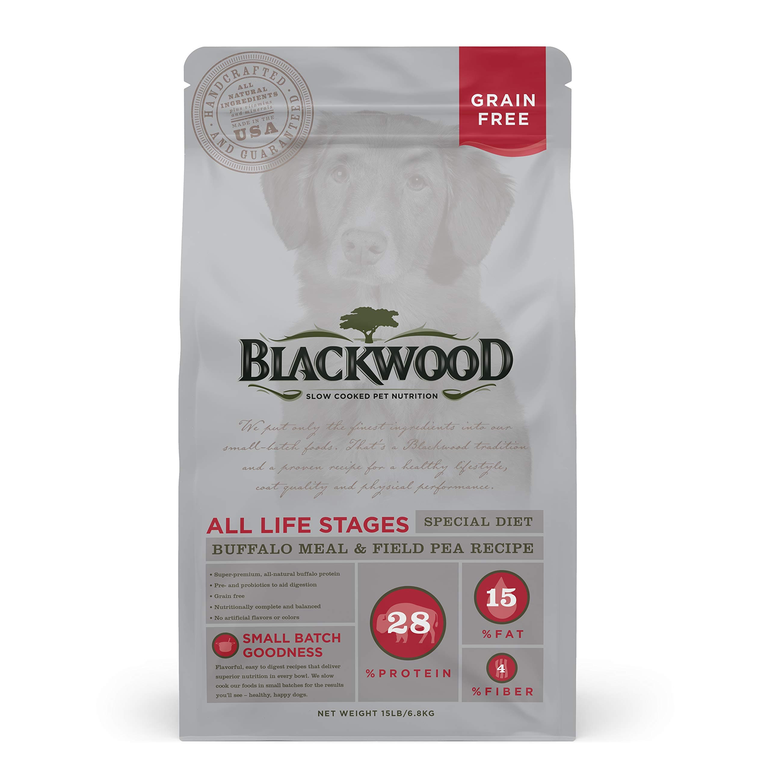 BlackwoodSpecial Diet All Life Stages Dry Dog Food, 15Lb., Buffalo Meal & Field Pea Recipe, with Superfood Ingredients, Grain Free Dog Food