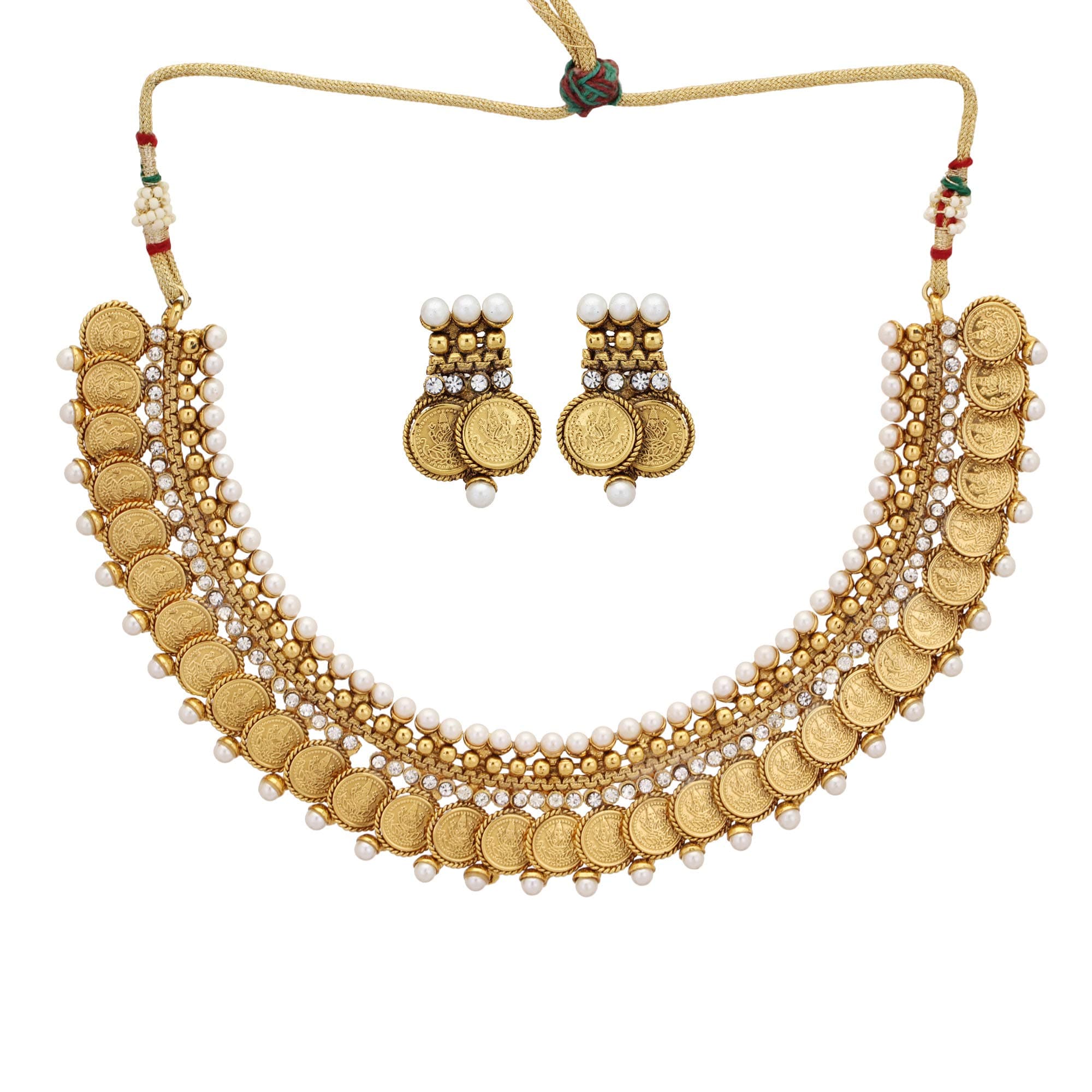 ShreyadzinesTemple Jewelry Gold Plated Ginni Choker Necklace Jewelry Set for Women & Girls